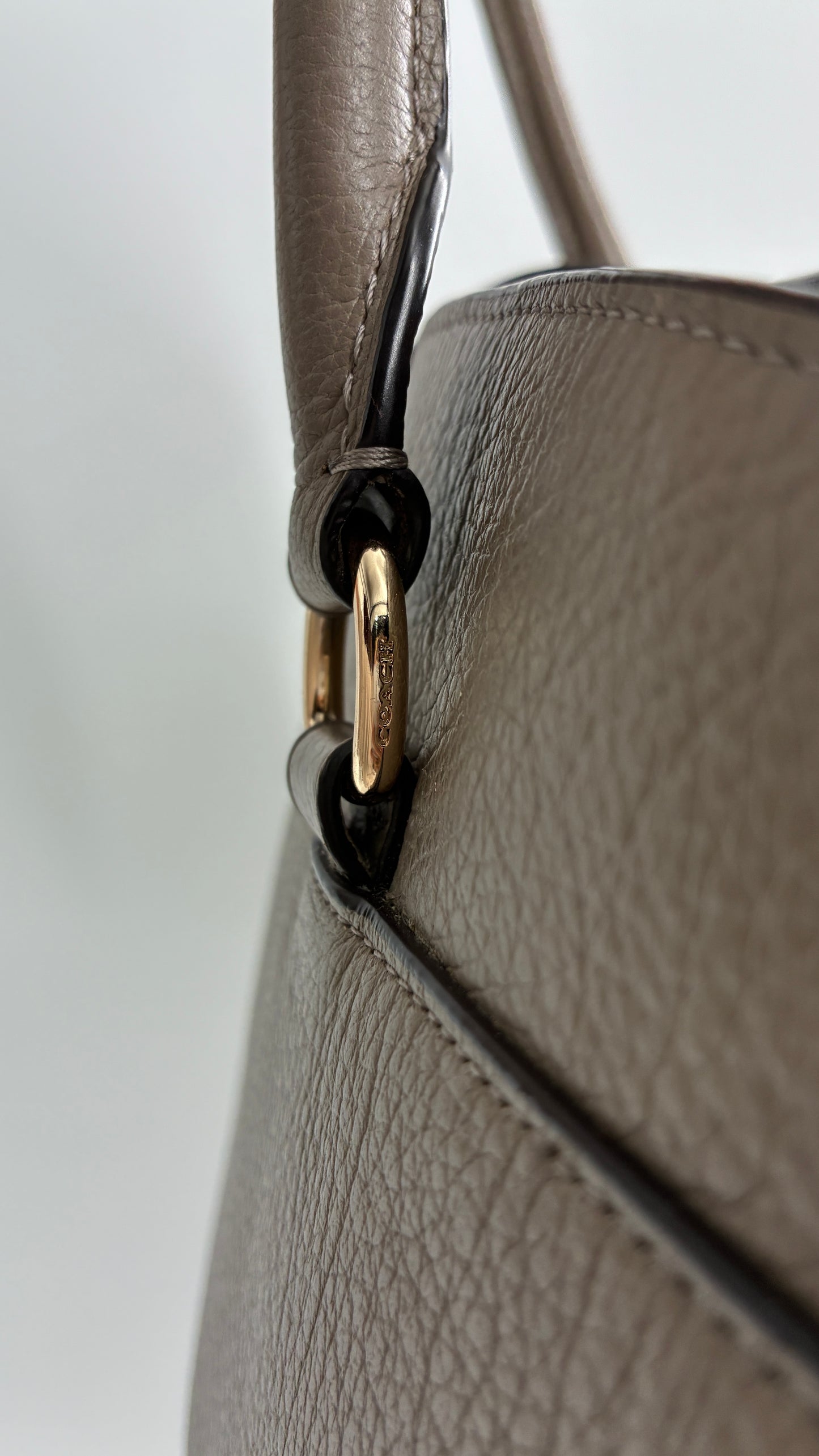 COACH Mercer Satchel 30in Grain Taupe Leather Bag with Multiple Sections and Pockets