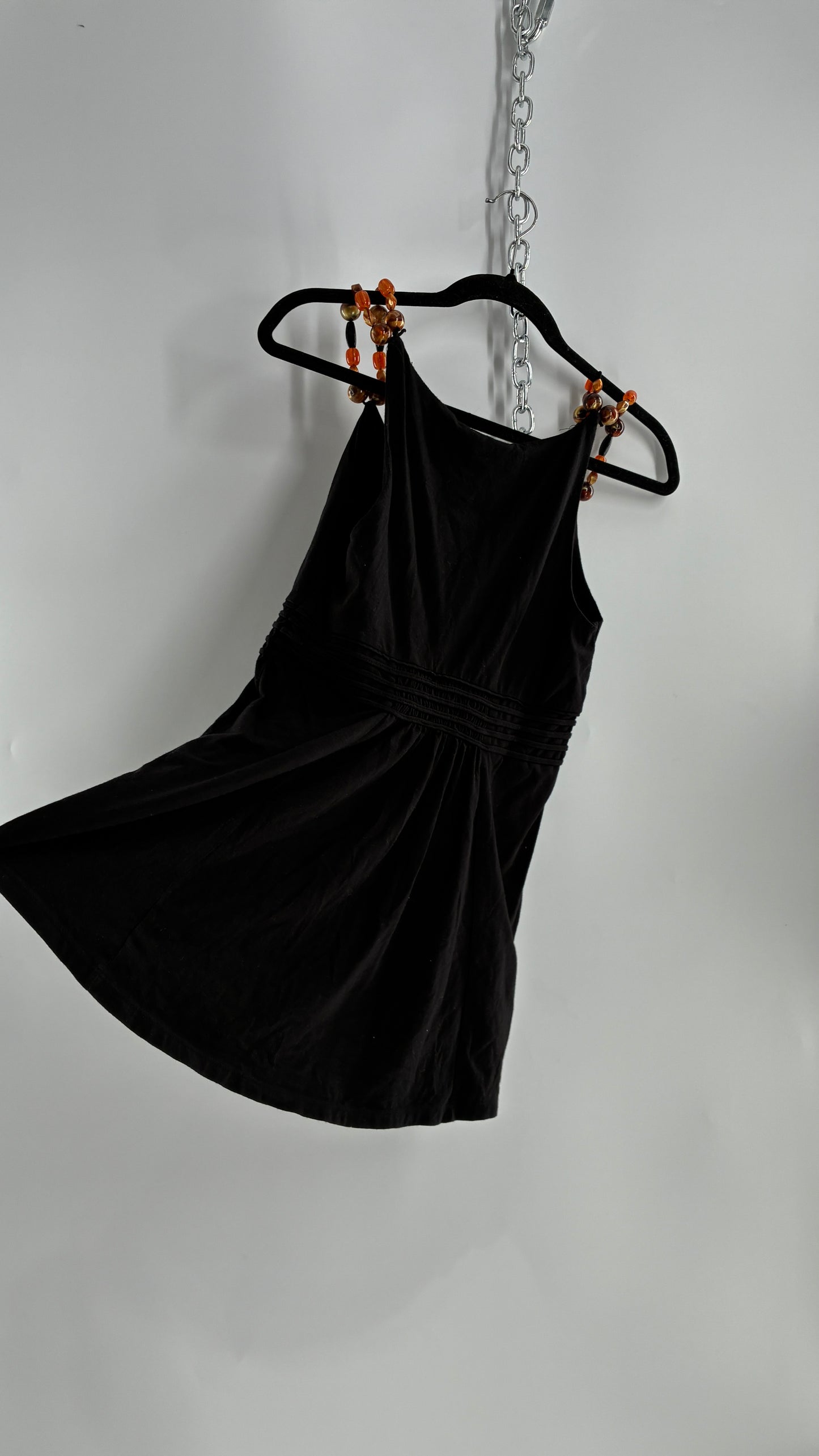 Vintage 1990s Black Camisole with Beaded Straps (Medium)