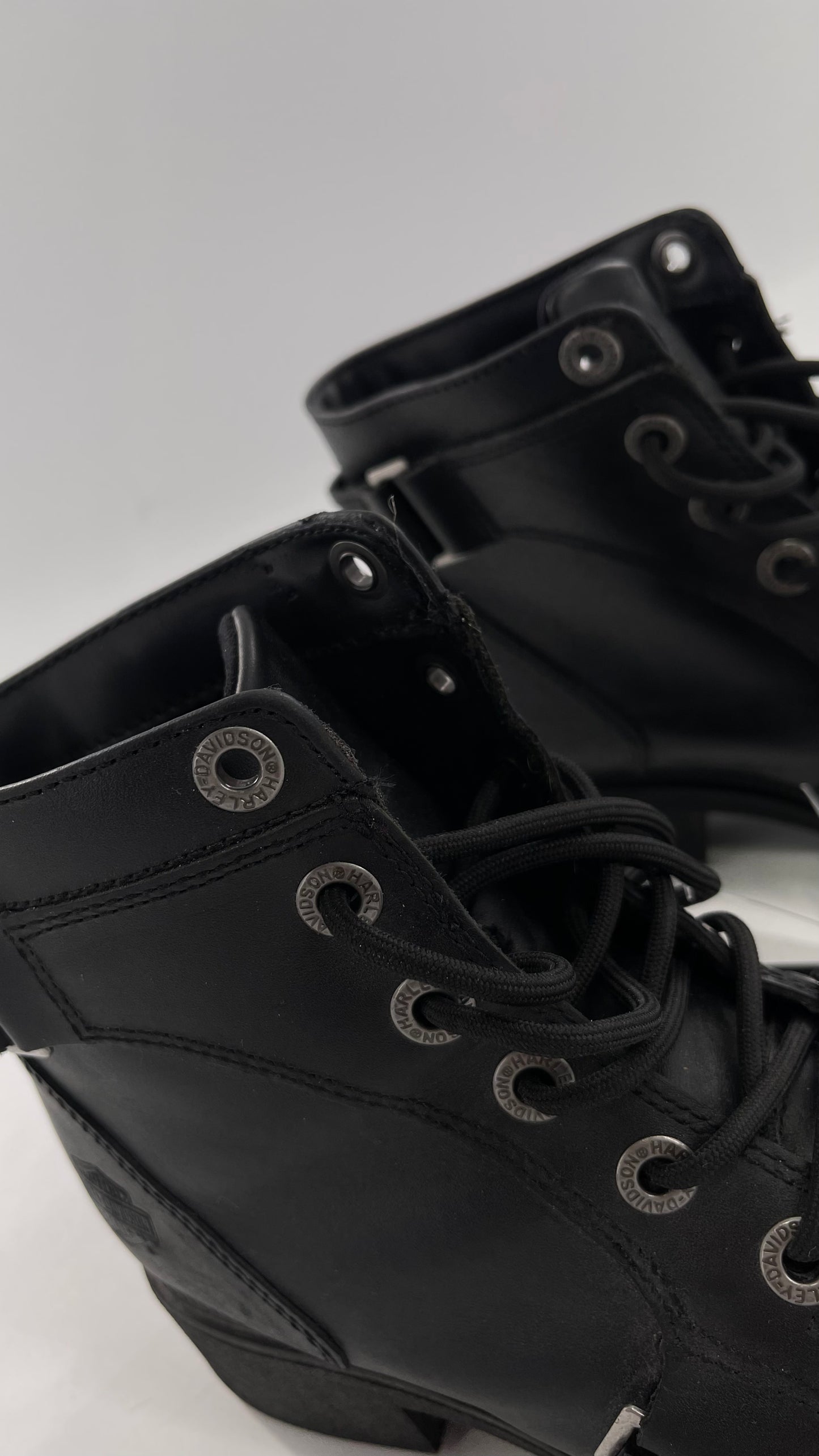Harley Davidson Black Leather Combat Boots (8.5)