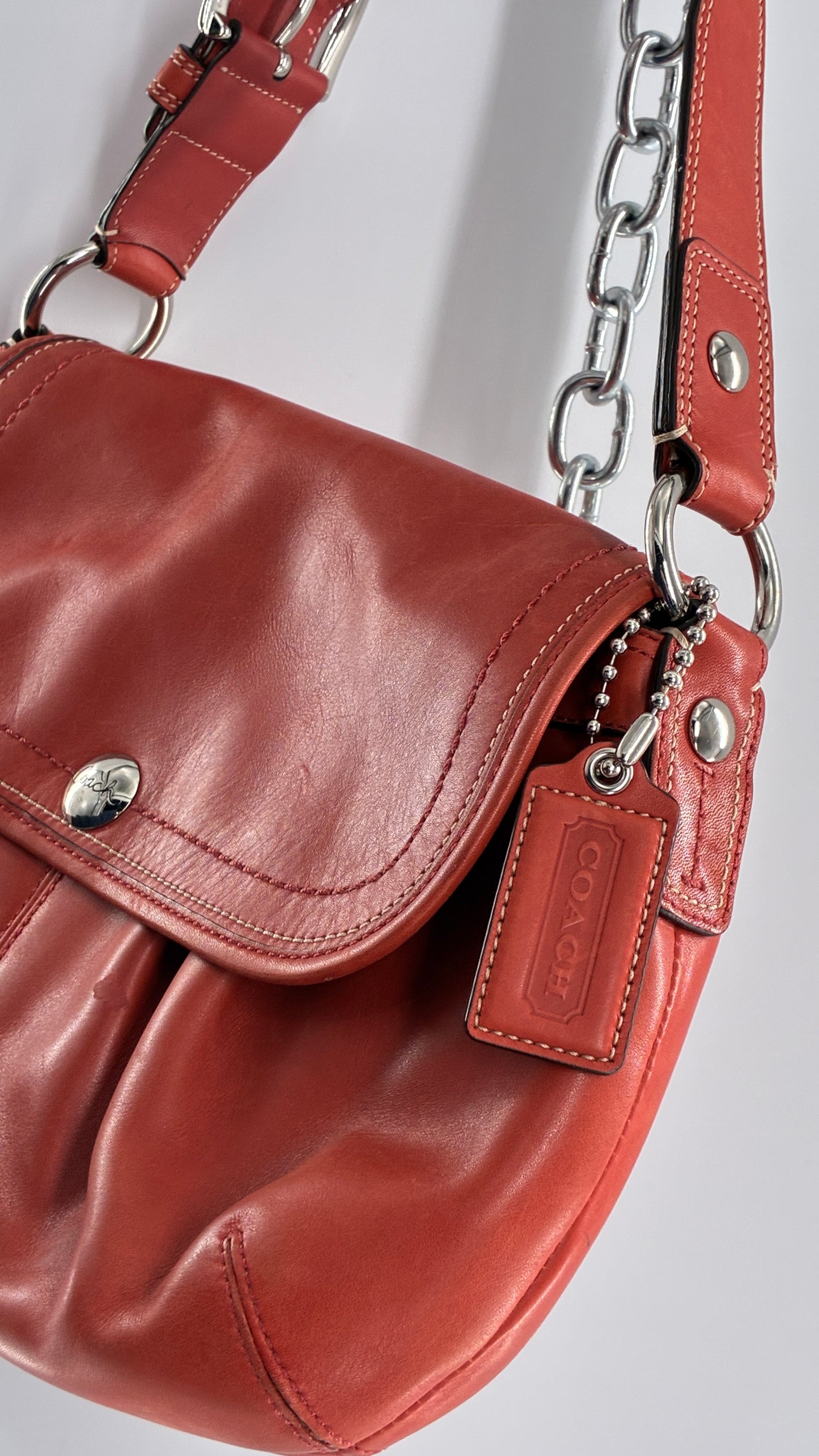Vintage COACH Soho Salmon Orange Genuine Leather Shoulder Bag
