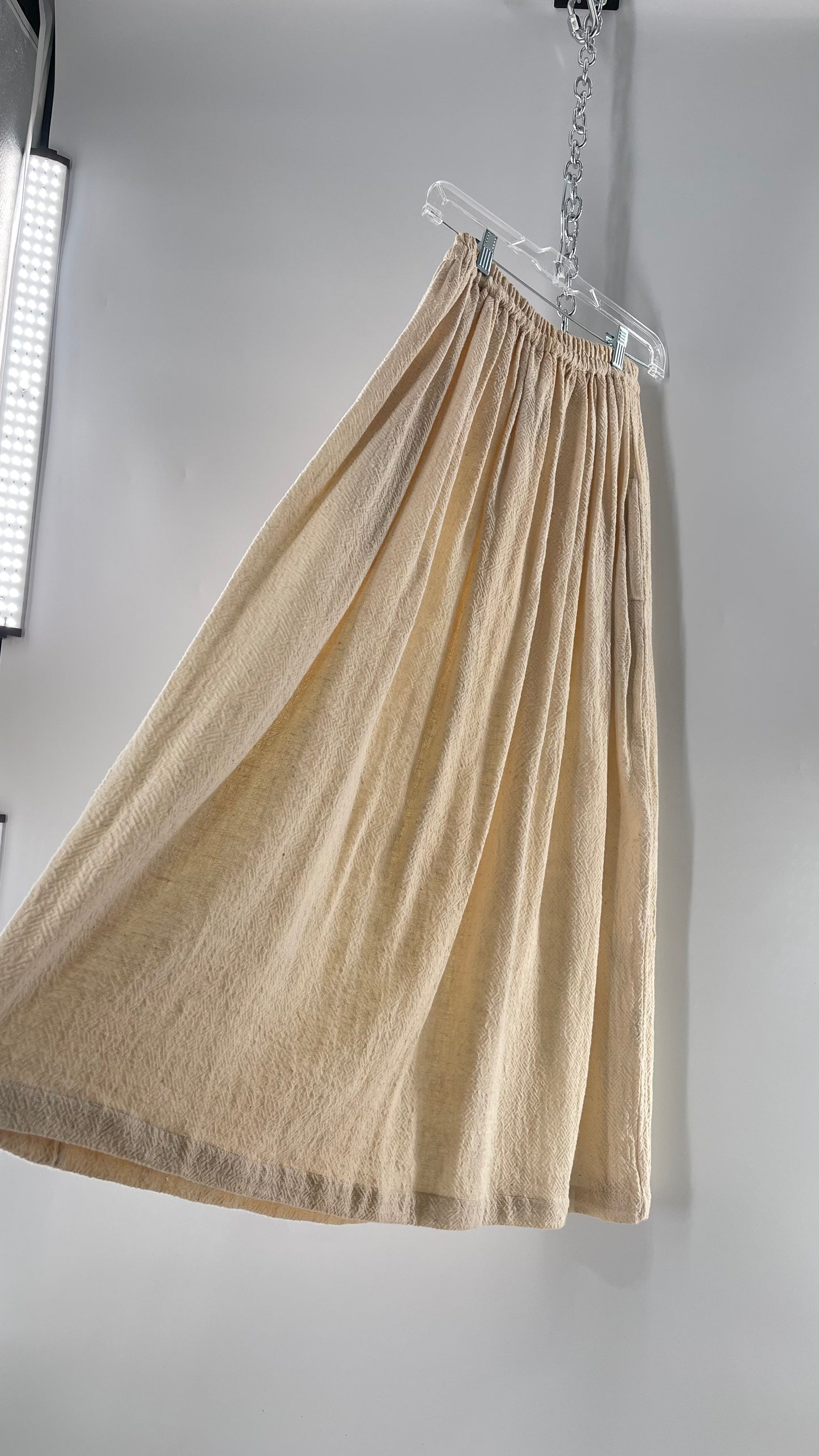 Vintage 1970s SANGAM Imports 100% Cotton White Maxi Skirt Made in India (Medium)