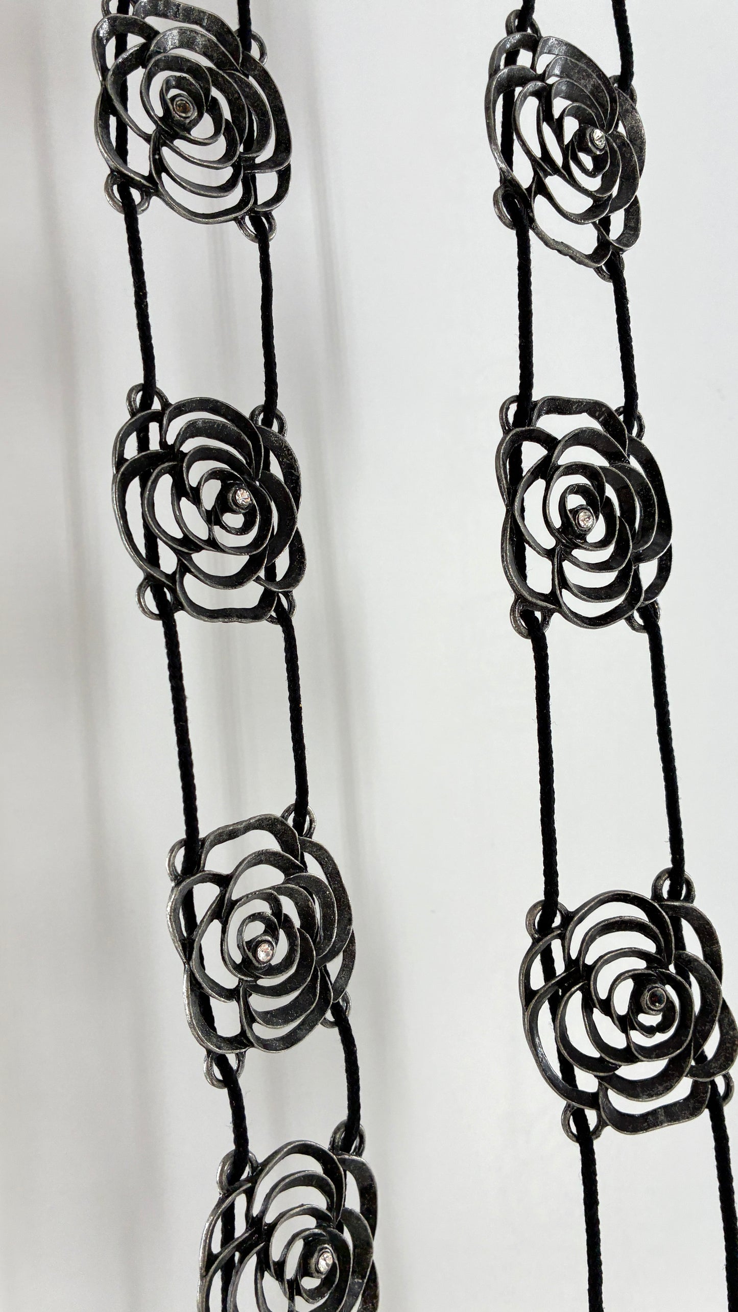 Vintage Heavy Metal Rosette Belt with Rhinestones and Thread Through Detail (XL/XXL)