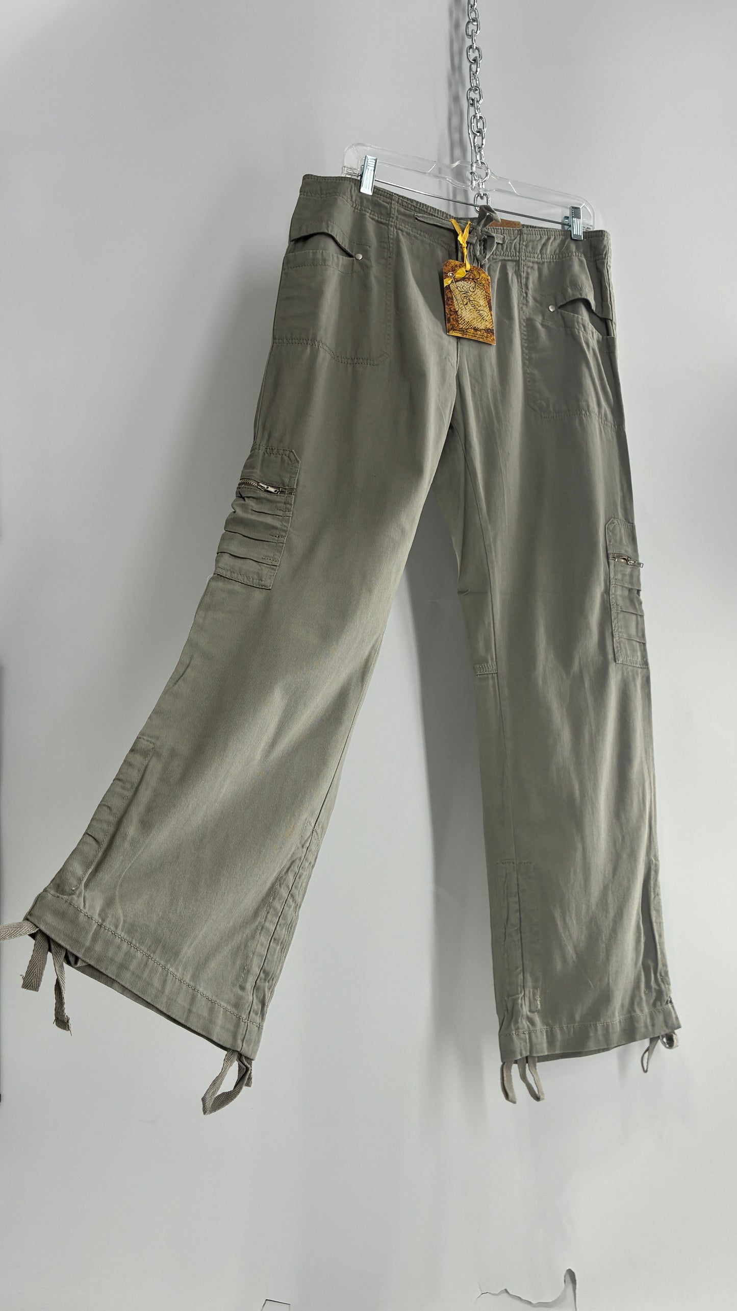 Deadstock Vintage MOKACHINO Grey Green Drawstring Cargos (8)