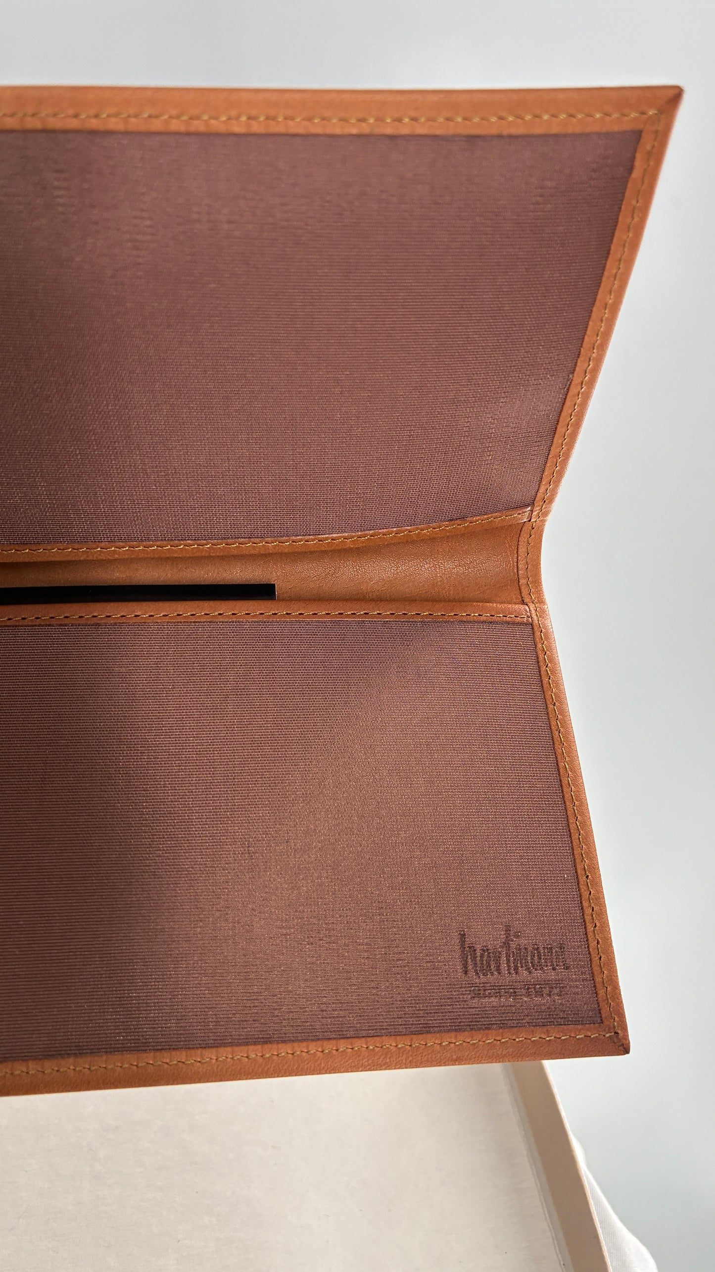 Vintage Hartmann Brown Leather Wallet with Paperwork and Original Box