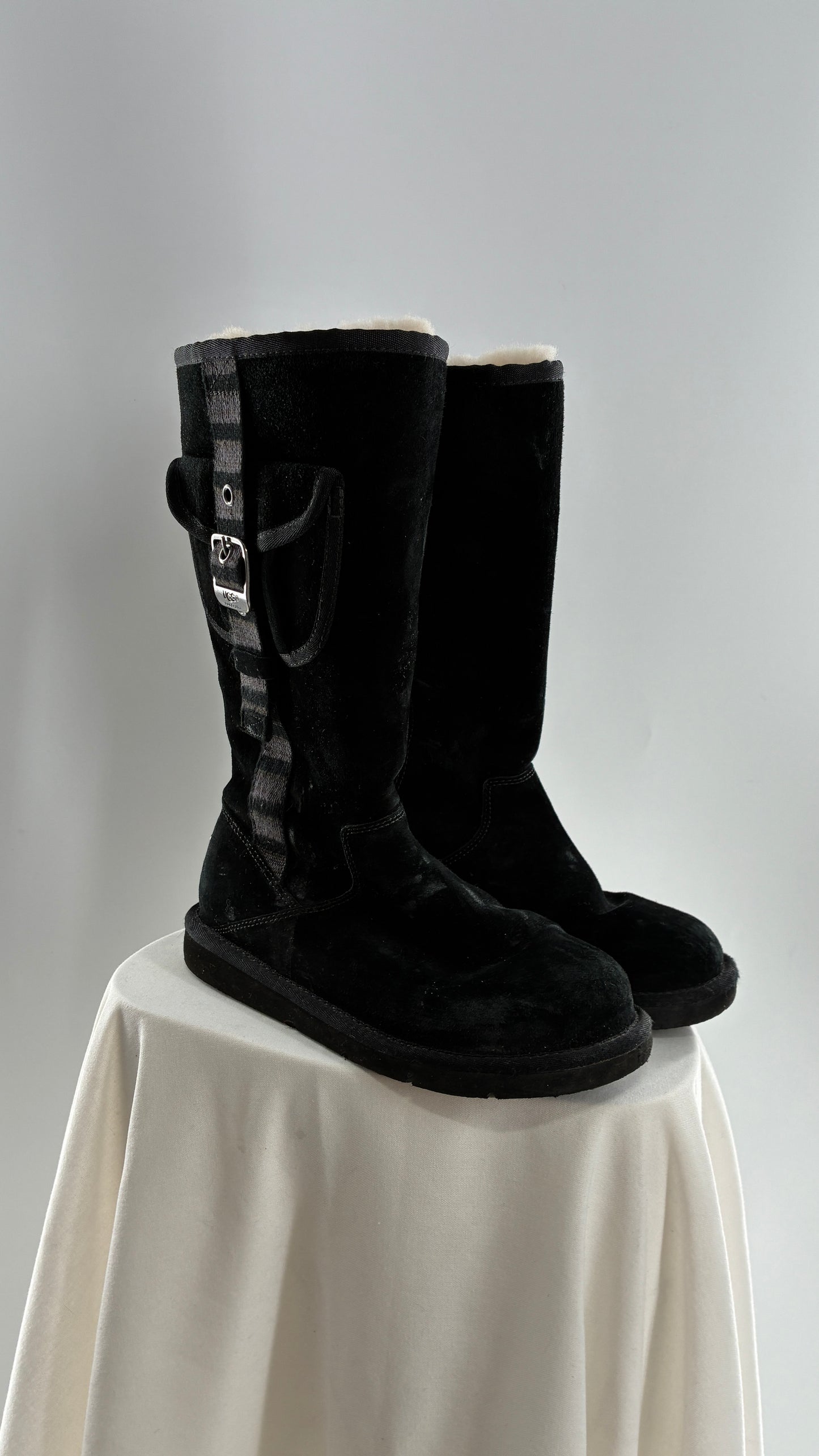 UGG Australia Black Suede Tall Cargo Boot (6)