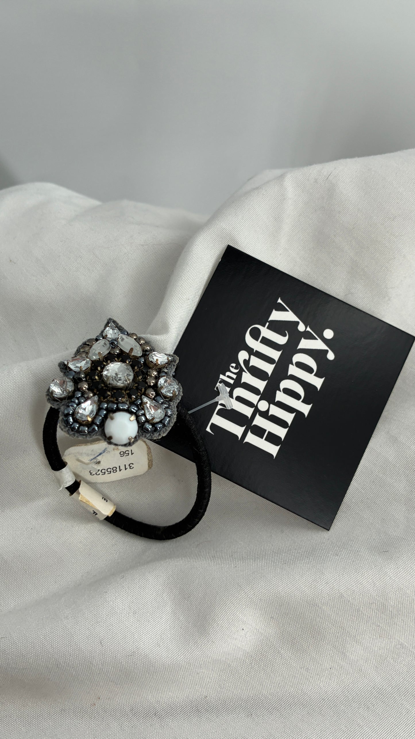 Anthropologie Rhinestone Beaded Appliqué Hair Tie
