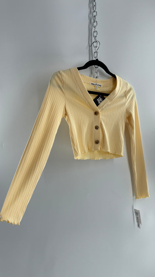 WALLFLOWER Baby Yellow Ribbed Cardigan with Tags Attached (XS)
