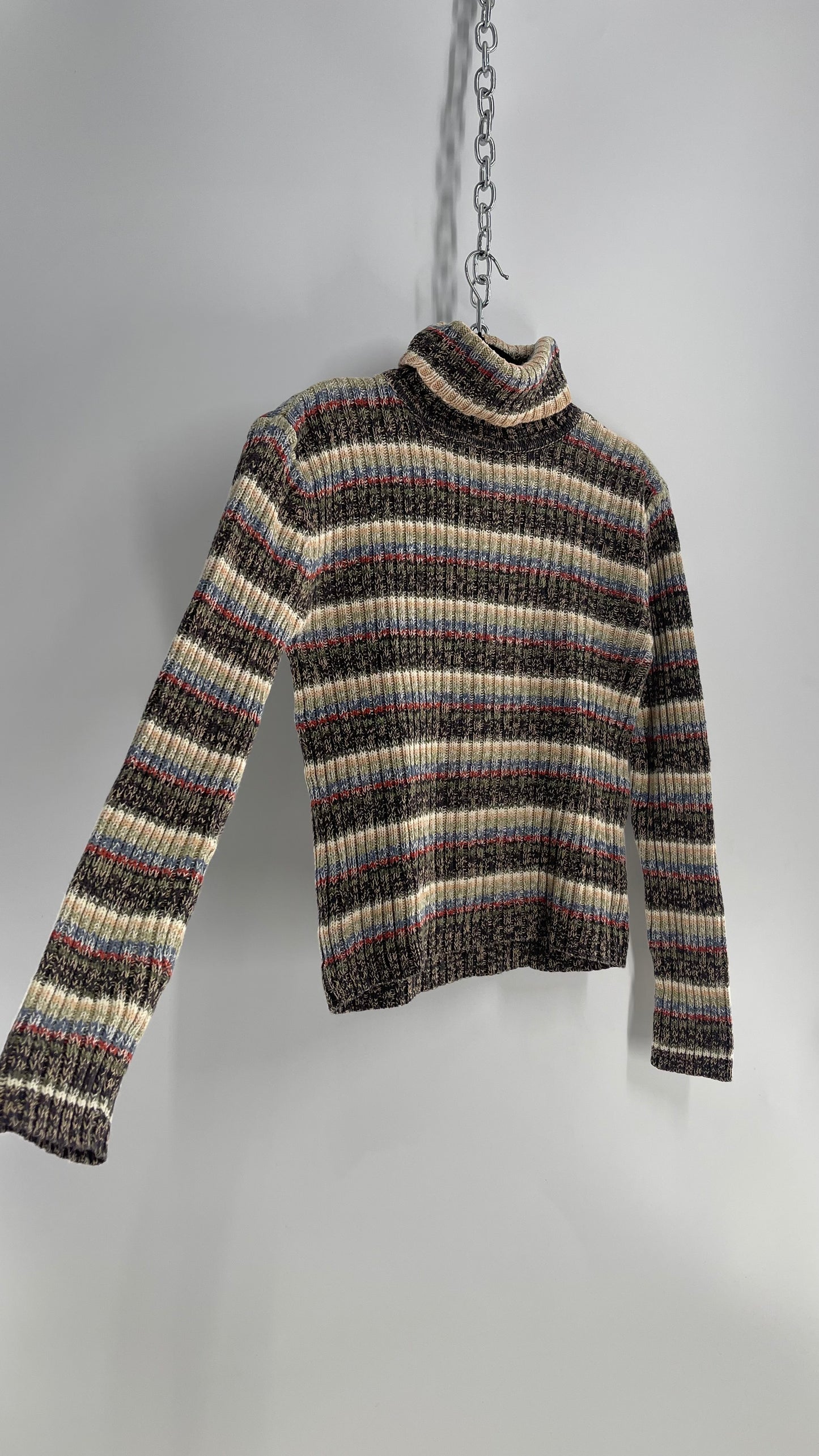 Great American Sweater Co Striped Thick Knit Turtleneck (Medium)