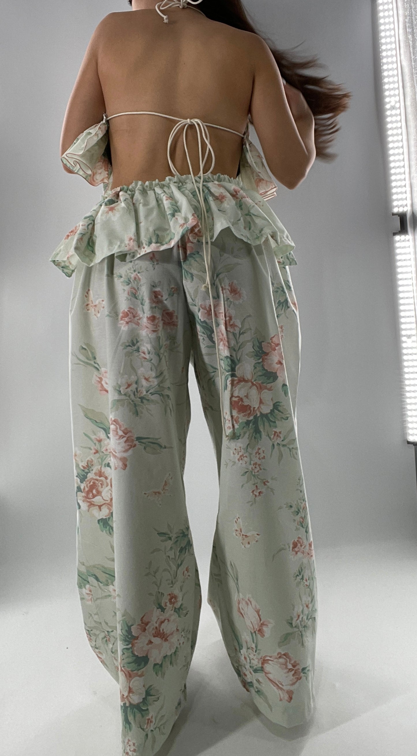Vintage Set Covered in Delicate Dainty Florals, Butterflies, and Ruffles (One Size, Adjustable)