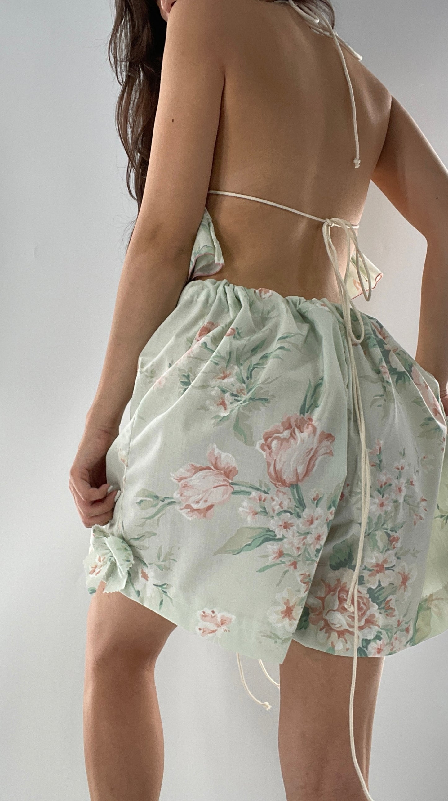 Vintage 2 Piece Bloomers and Babydoll Blouse Set Covered in Delicate Florals, Ruffles, Bows and Lace (One Size)