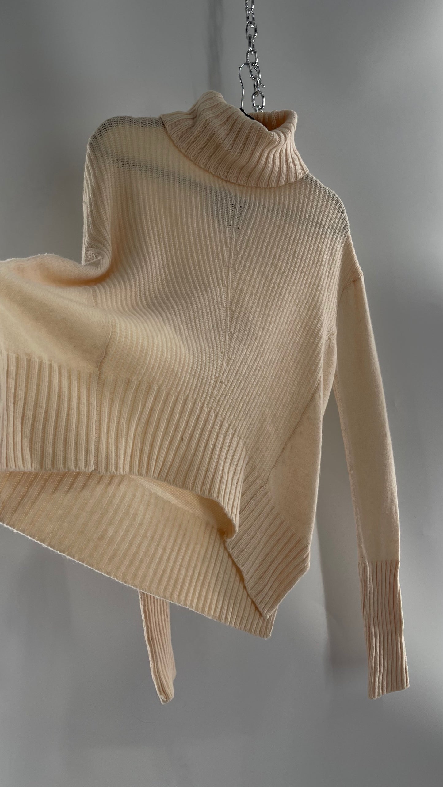 MOTH Anthropologie 80% Wool Ivory Off White Knit Turtle Neck Sweater (Small)