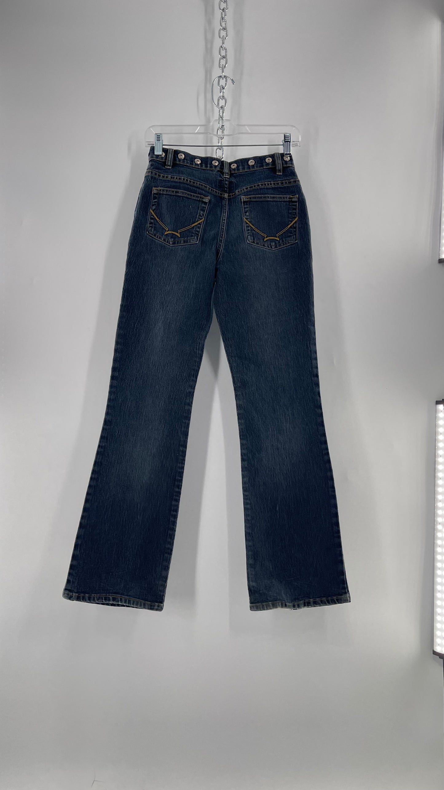 Vintage No Boundaries Grayed Jean Kickflares with Silver Metal Studded Waistline (3)
