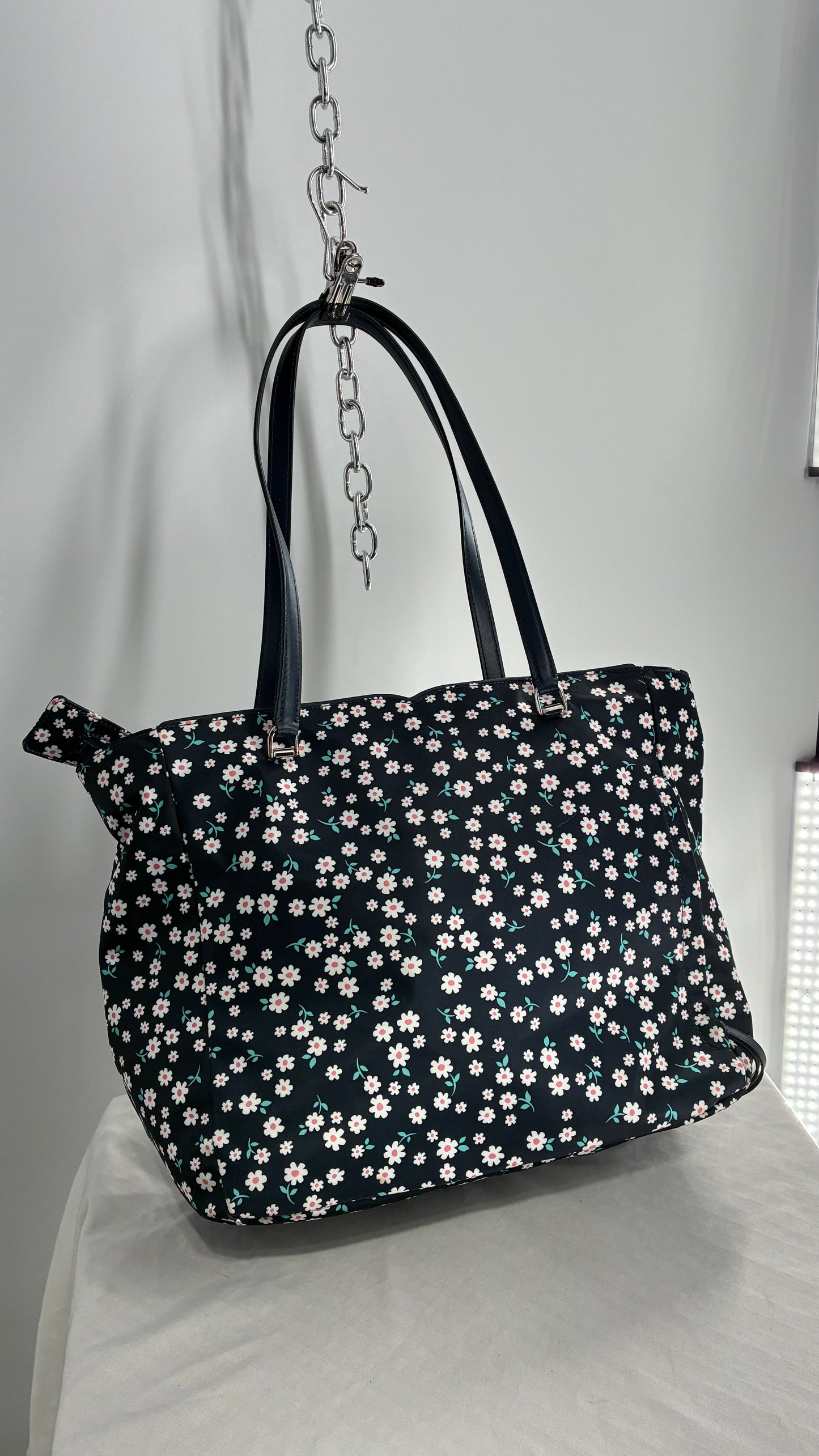 Kate Spade Jae Fleurette Navy Blue Floral Large Tote Bag