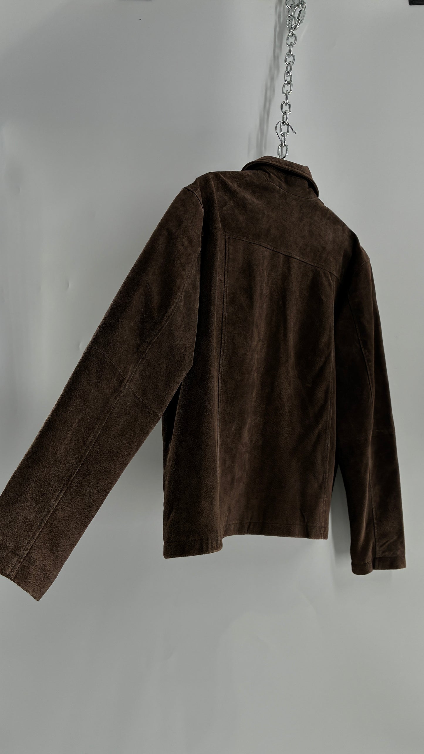 Vintage Liz Claiborne Dark Brown Genuine Suede Leather Jacket (Large)