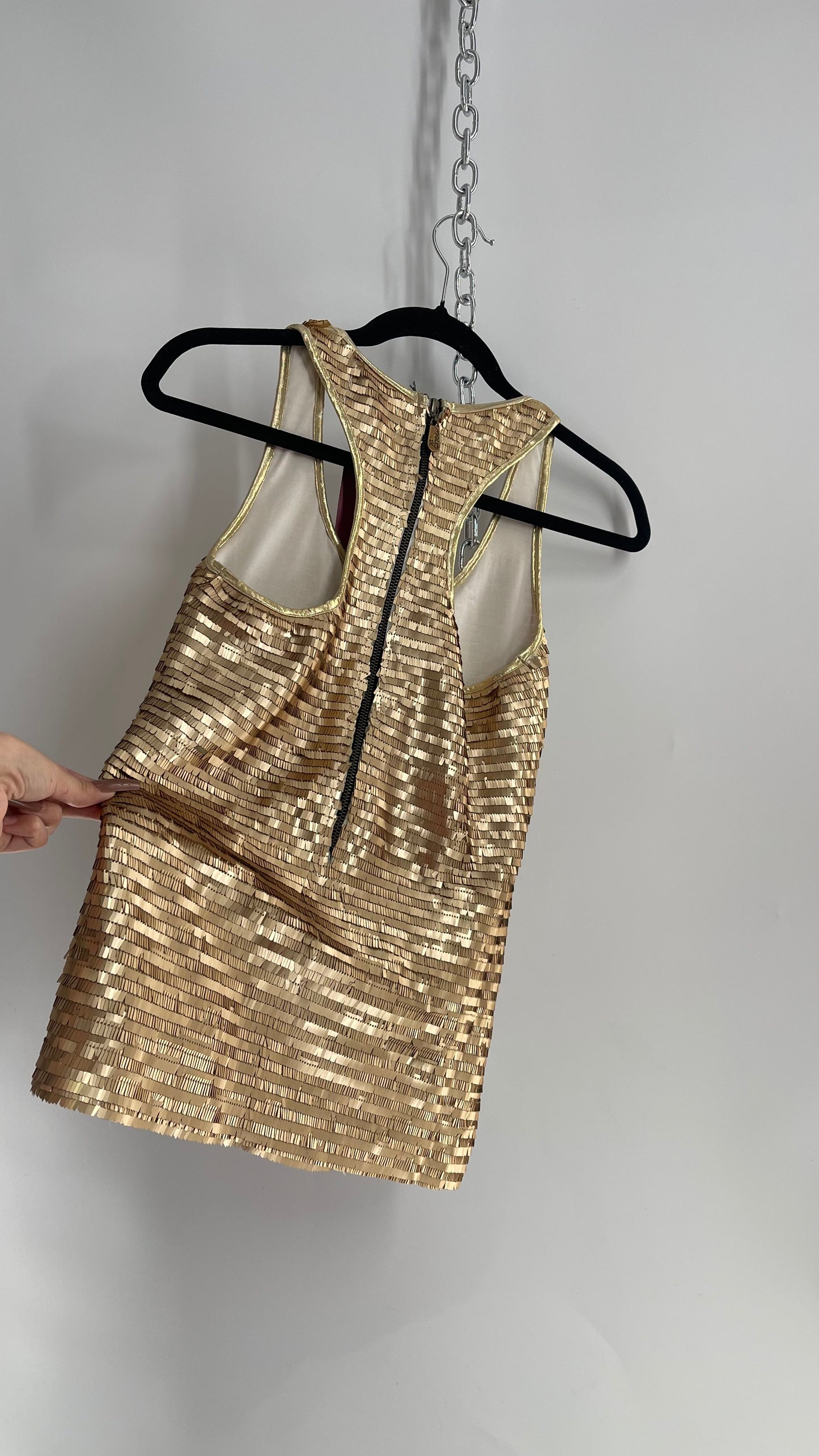 Chow Gold Sequin Tank with Zipper and Tags Attached Imported from Brazil (Small)