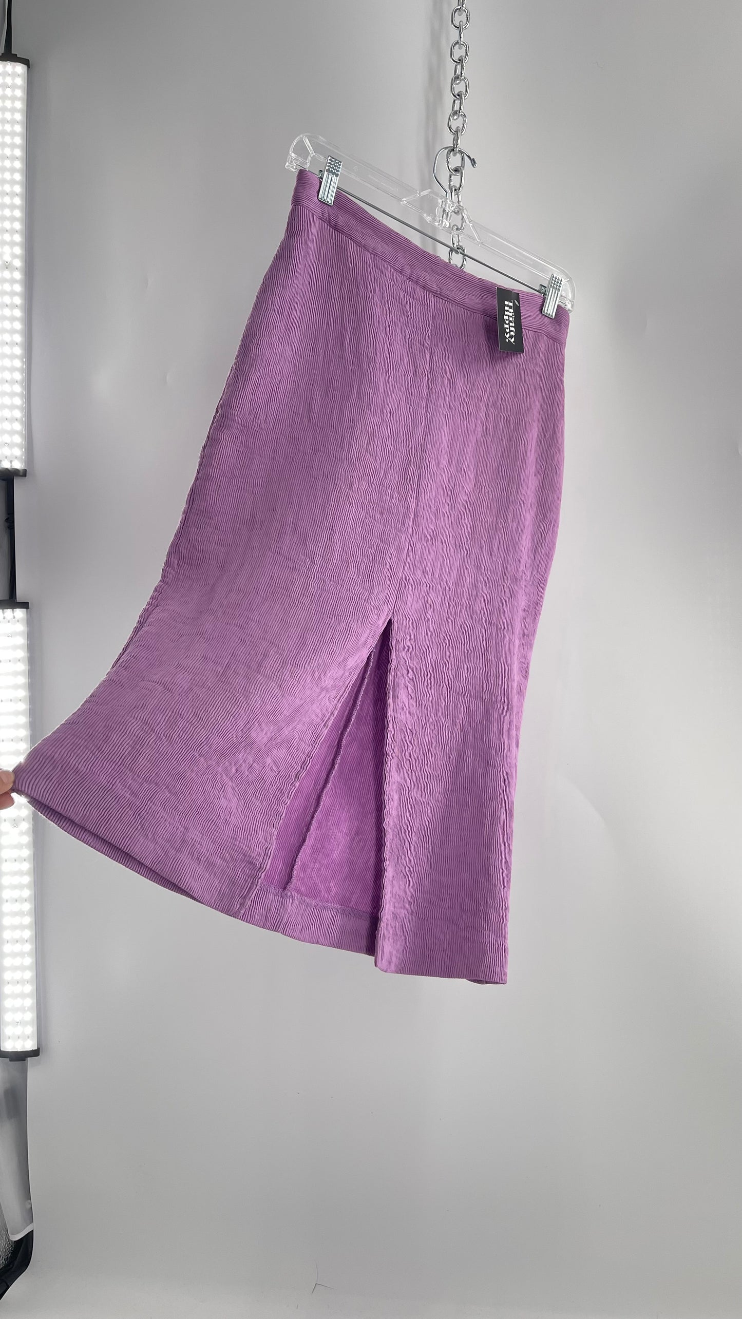 Endless Rose Anthropologie Lavender Crimped/Textured Midi Skirt (Medium)