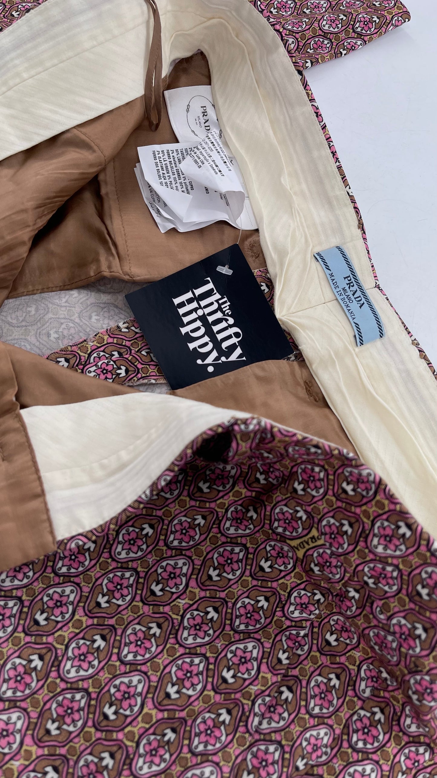 Vintage PRADA Trouser Brown Pink 1970s Style Pattern (28)