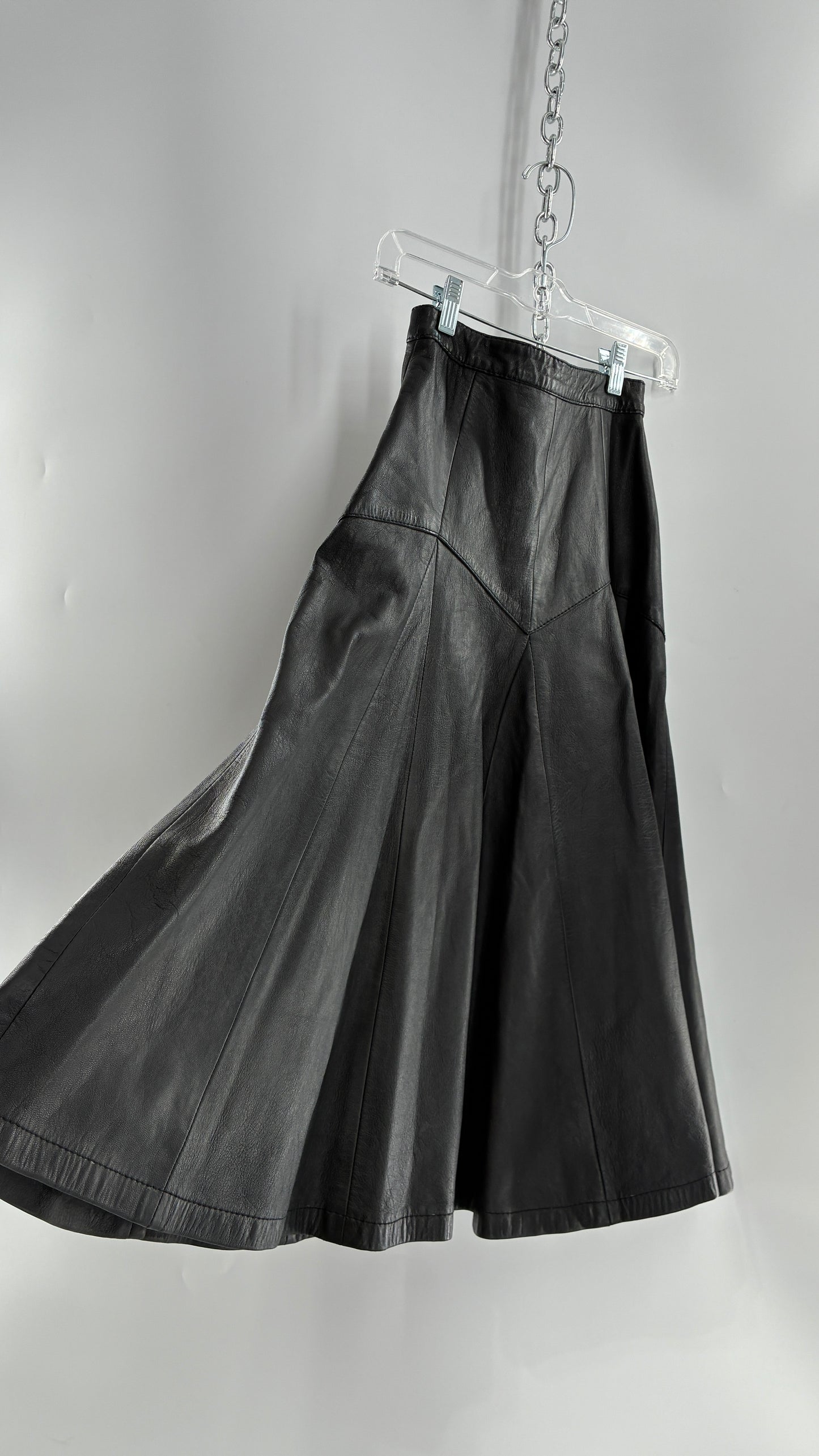 Vintage Fergs Omorro Leather Full Circle Skirt Made in Italy (XS)
