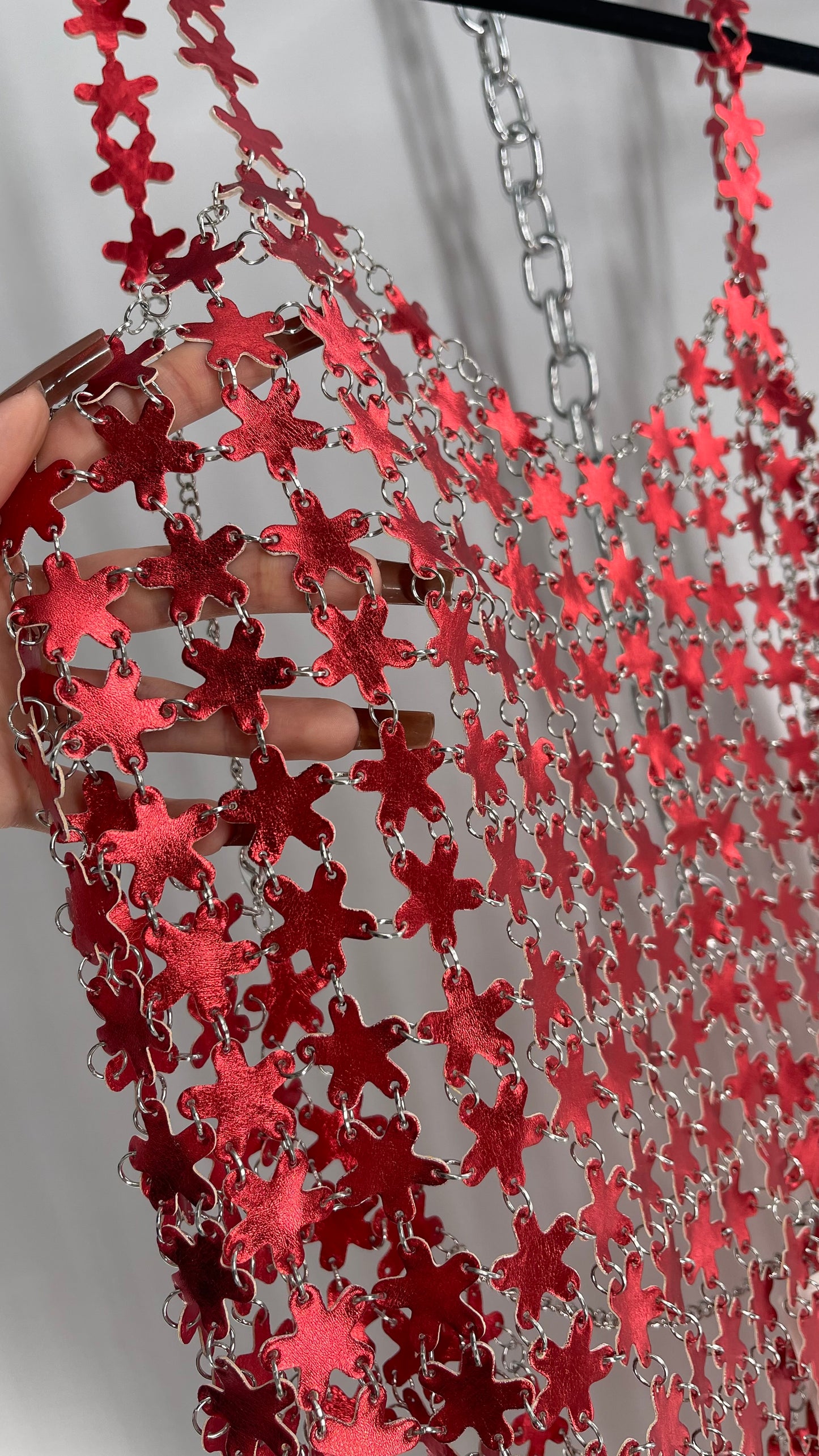 Urban Outfitters Chain Link Metallic Red Star Dress with Open Back