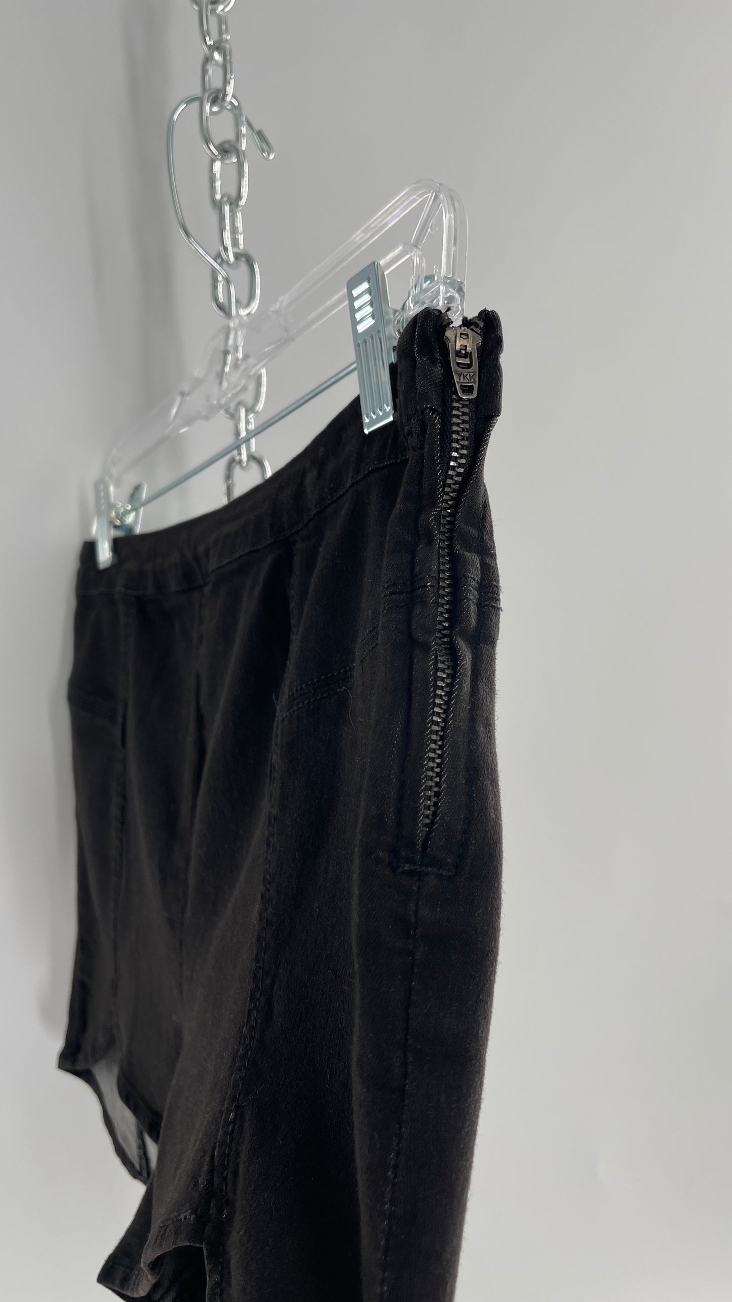 Free People Black Denim/Jean High Low Shorts(31)