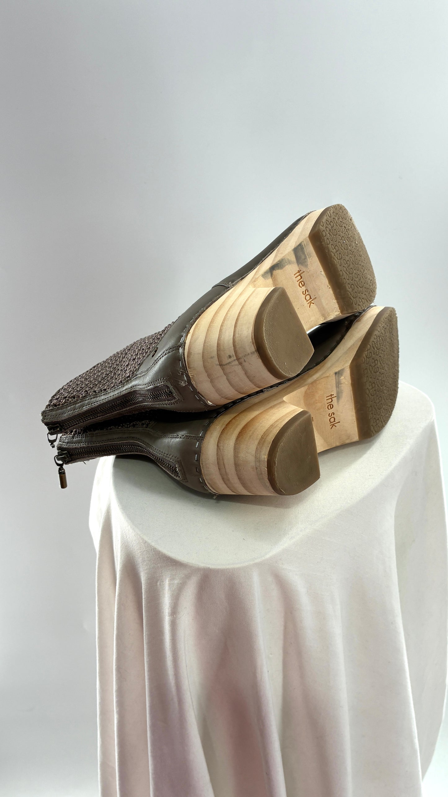 THE SAK Crochet and Leather Wooden Clog Boots (7)