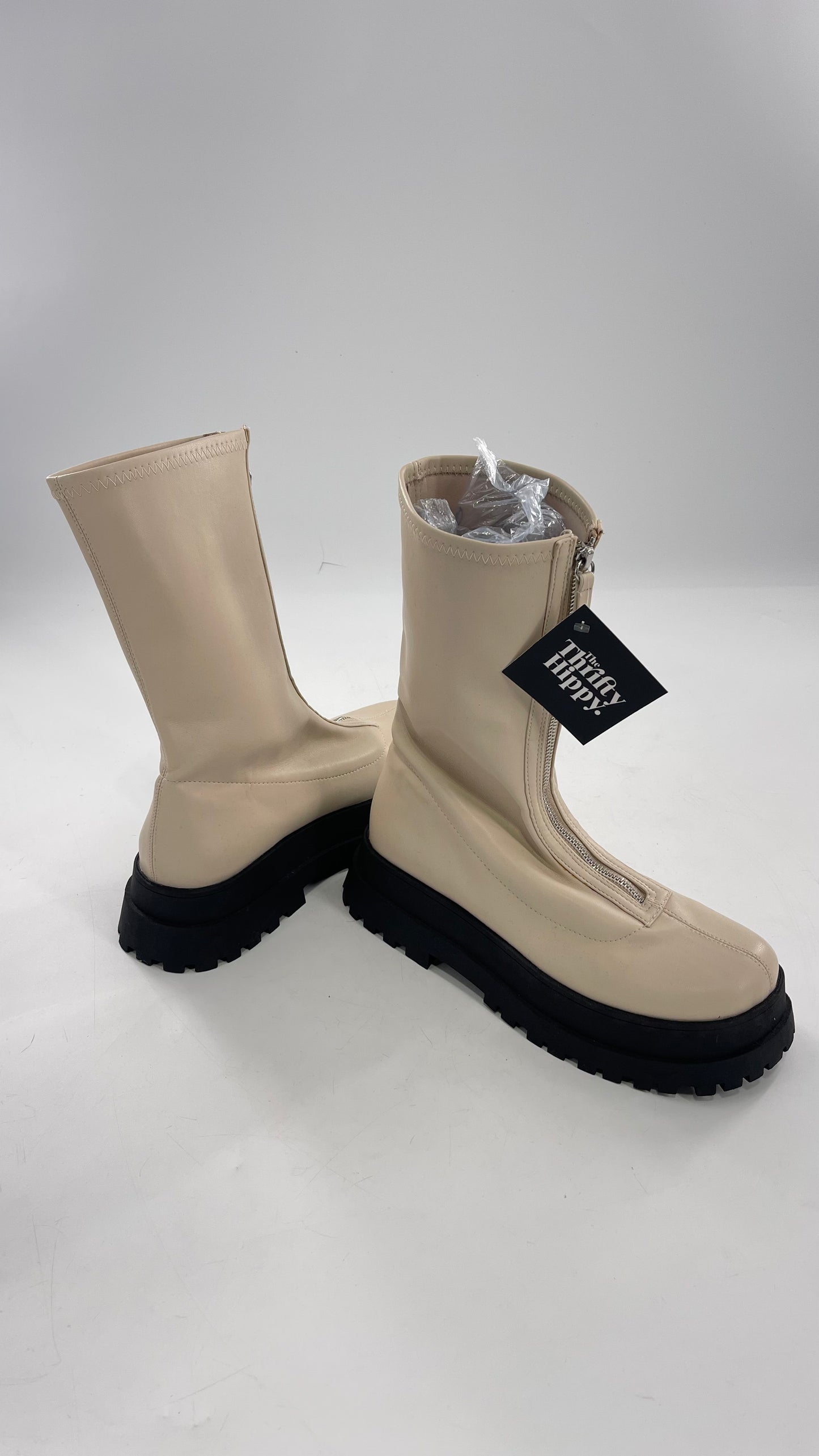 Urban Outfitters Cream Zip Front Boot with Contrast Platform (10)