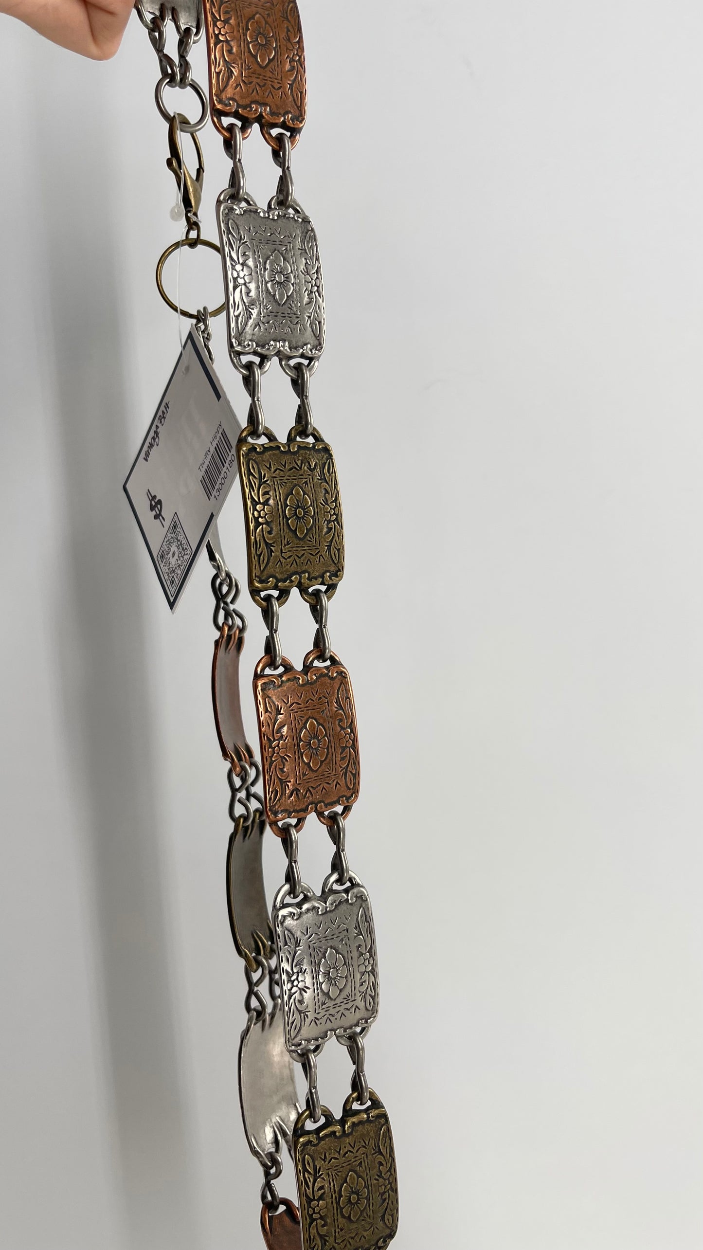 Vintage Mixed Metal Embossed Chain Belt (Medium)
