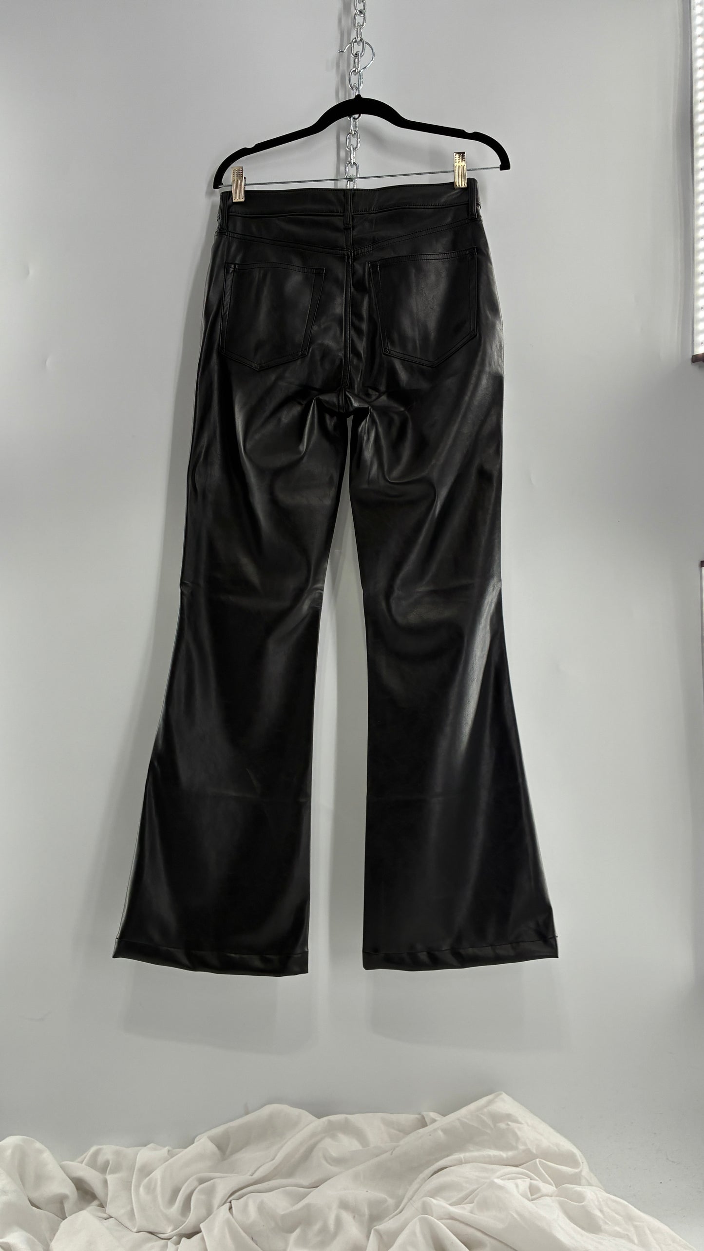 GAP Black Vegan Leather Flared Pants with Tags Attached (28/6R)