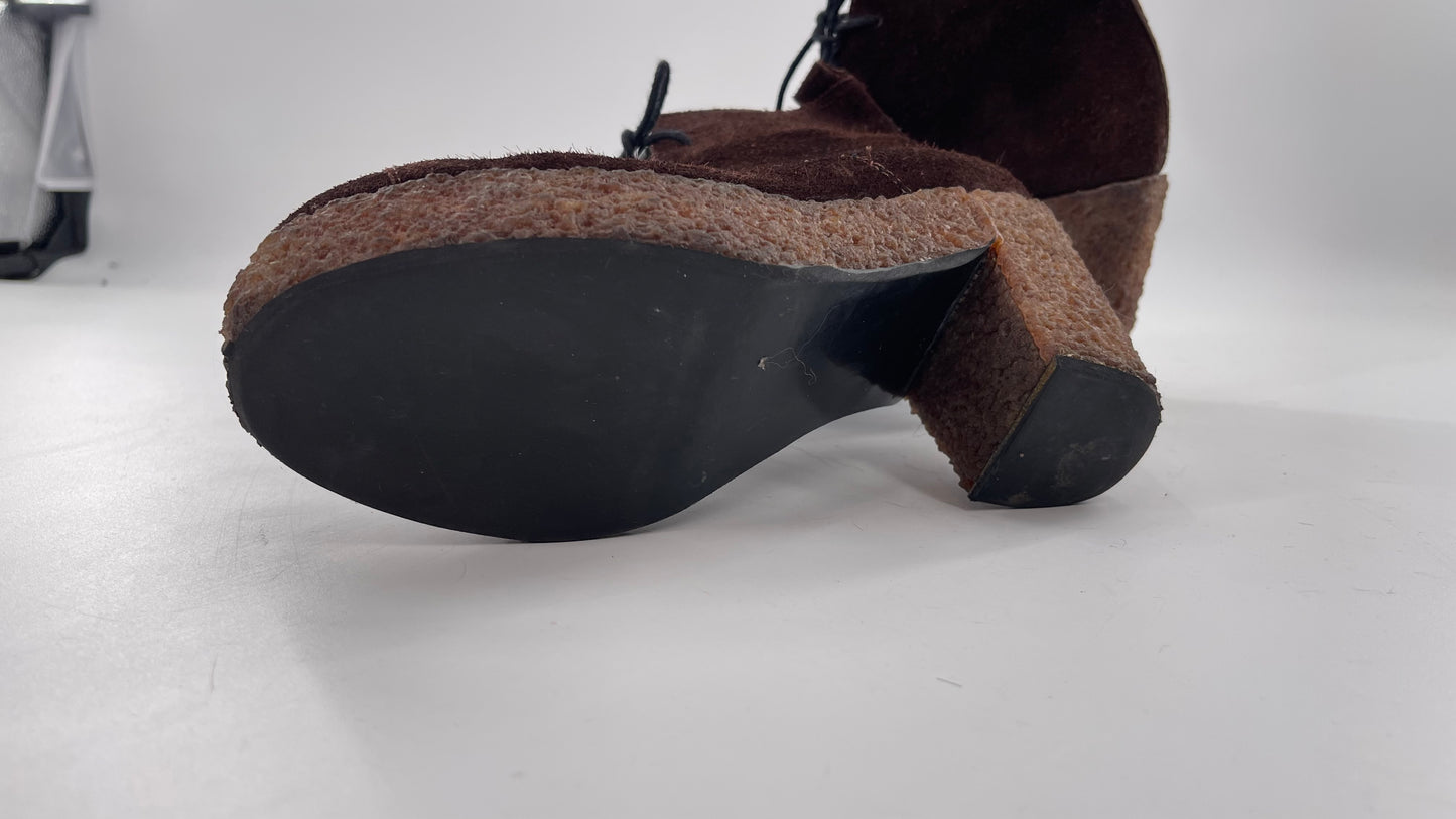 Vintage Amish Brown Lace Up Suede Boots - Apparently Size 7-71/2
