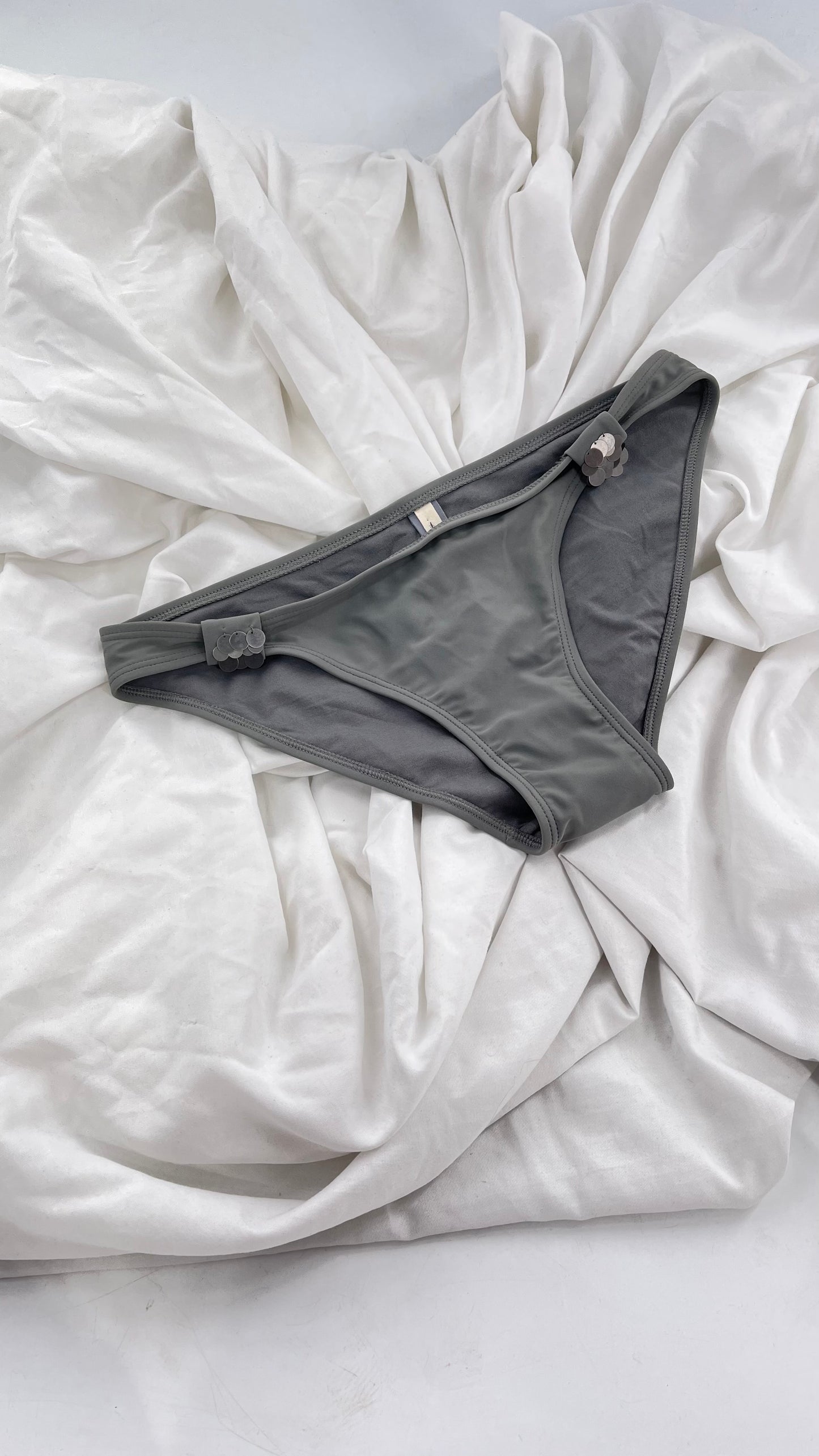 AERIE Gray Swim Bottoms with Metal Sequin Details (Small)
