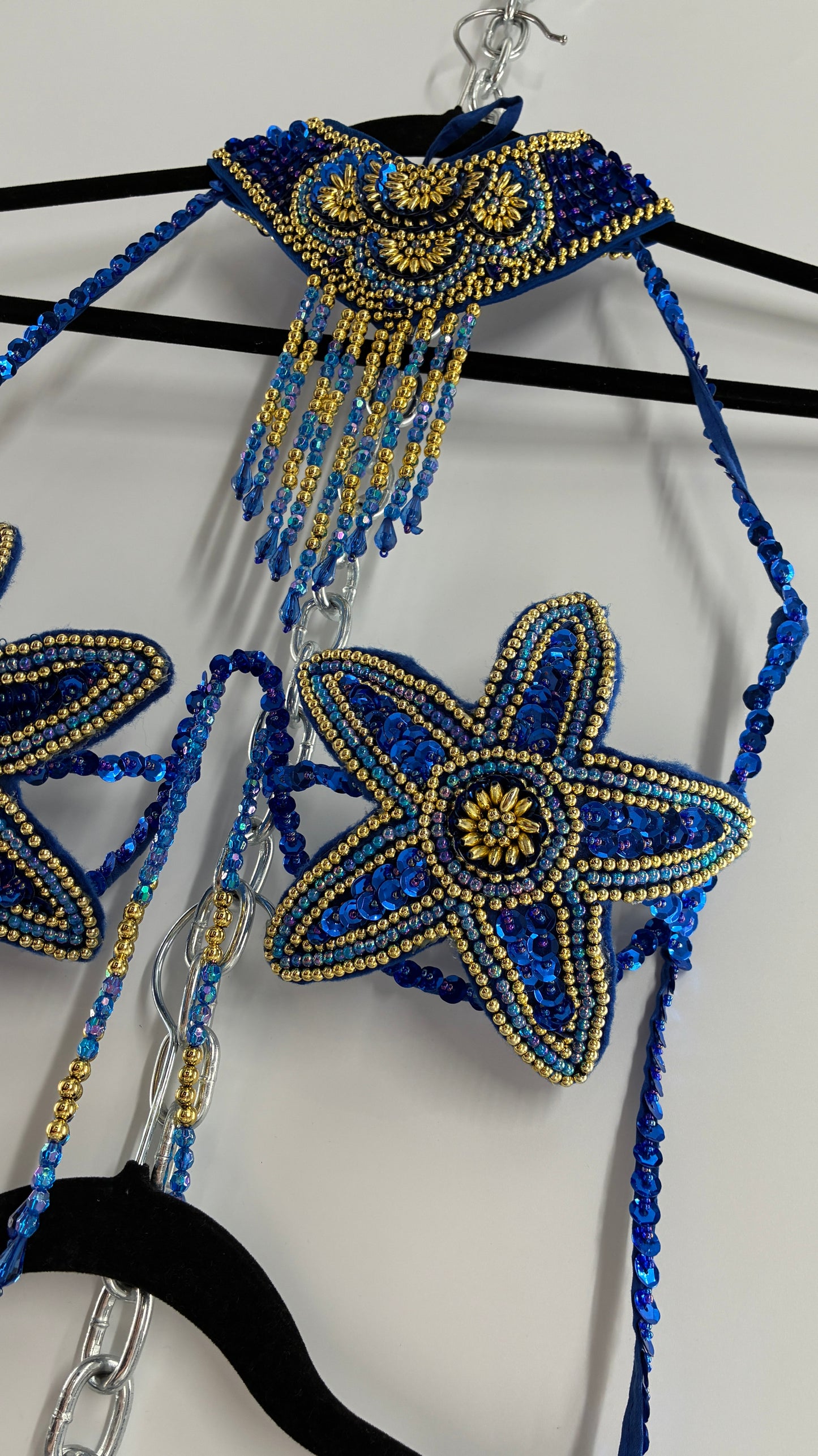 Vintage Royal Blue and Gold Beaded Belly Dancing Set