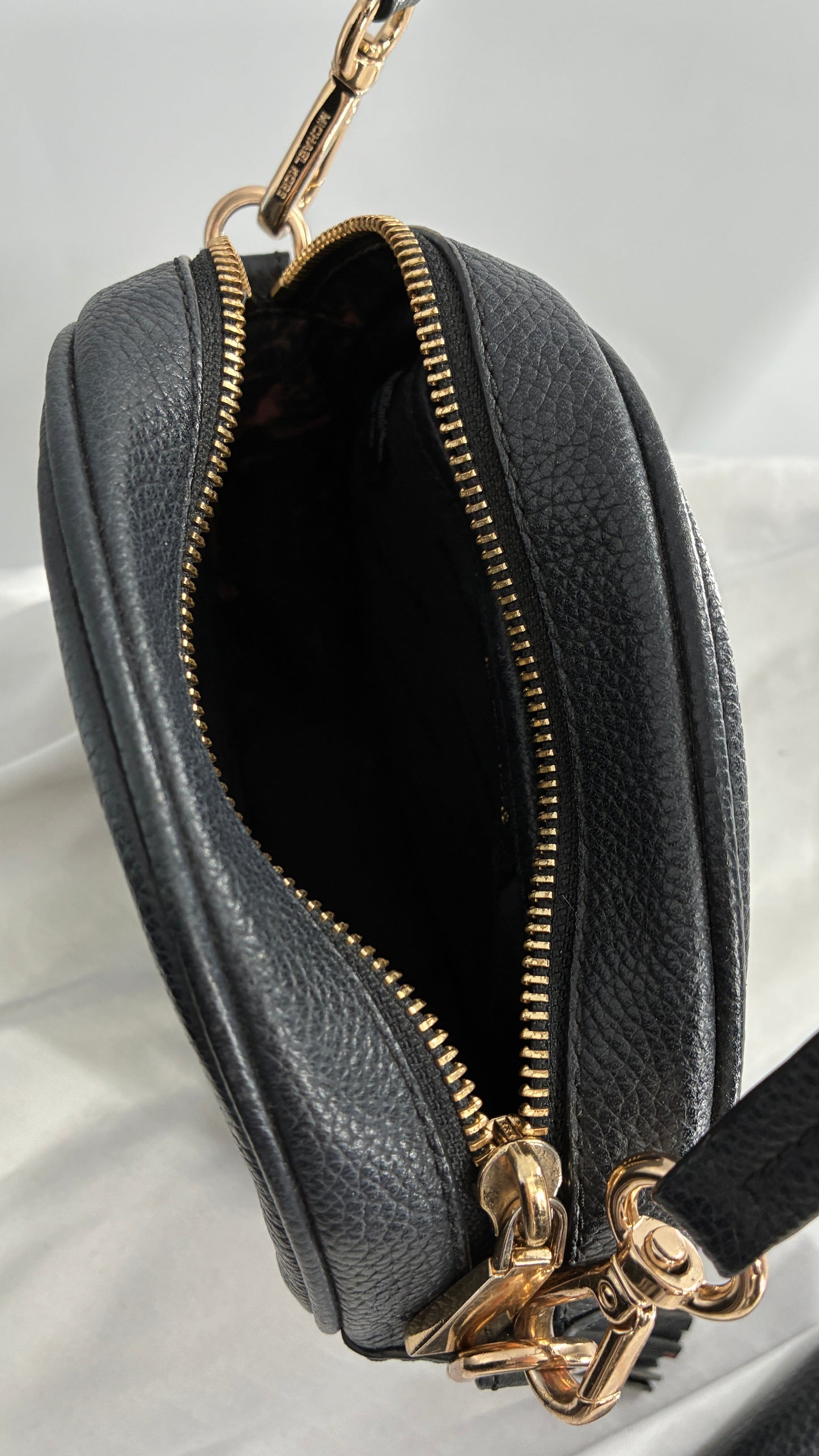 Michael Kors Black Round Crossbody Purse and Matching Wallet