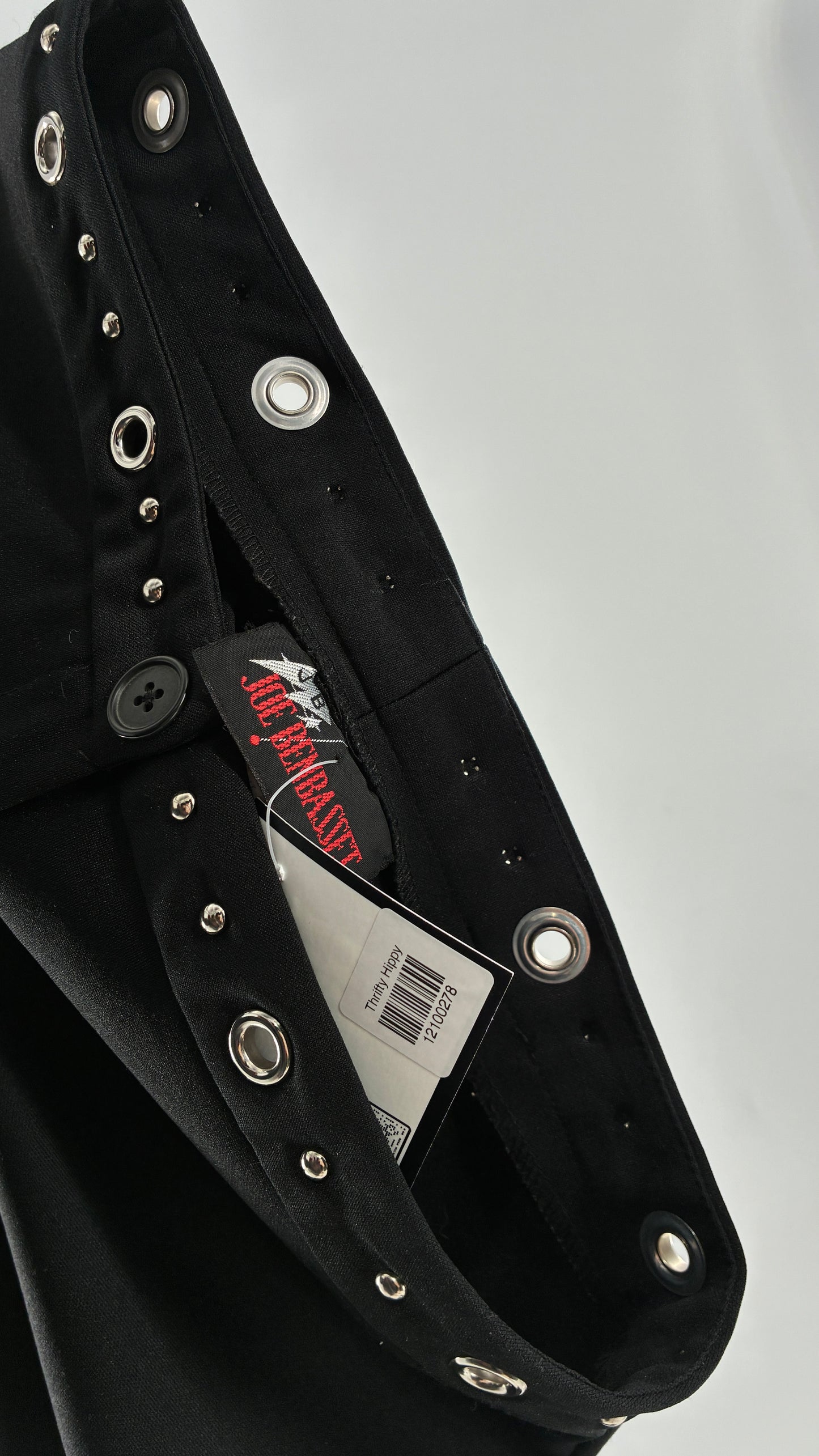 Vintage 1990s JOE BENBASSET Black Kickflares with Studded, Grommet Waistline (5)