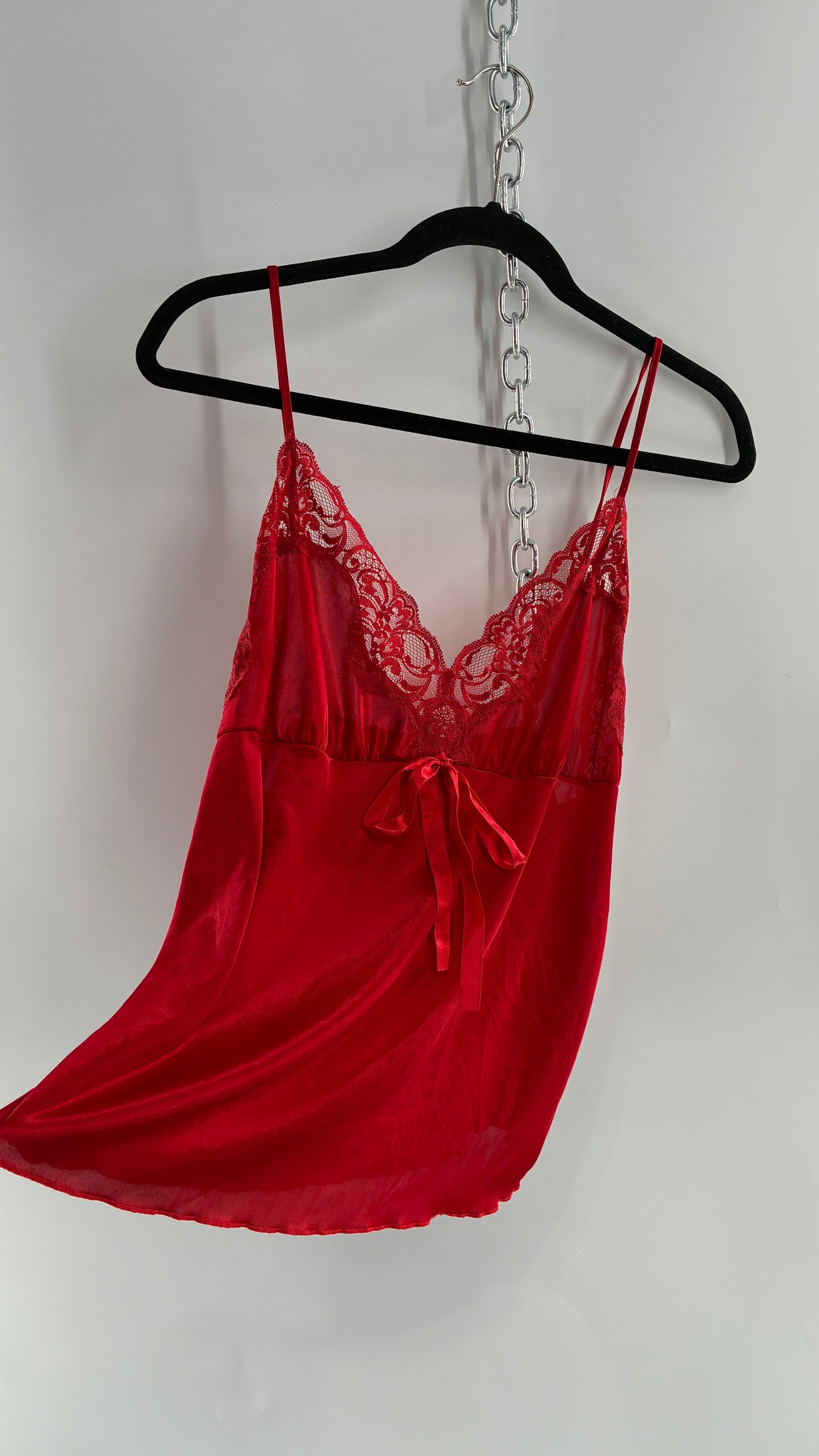 Vintage MARISA Red Lace Trim Camisole (Large)