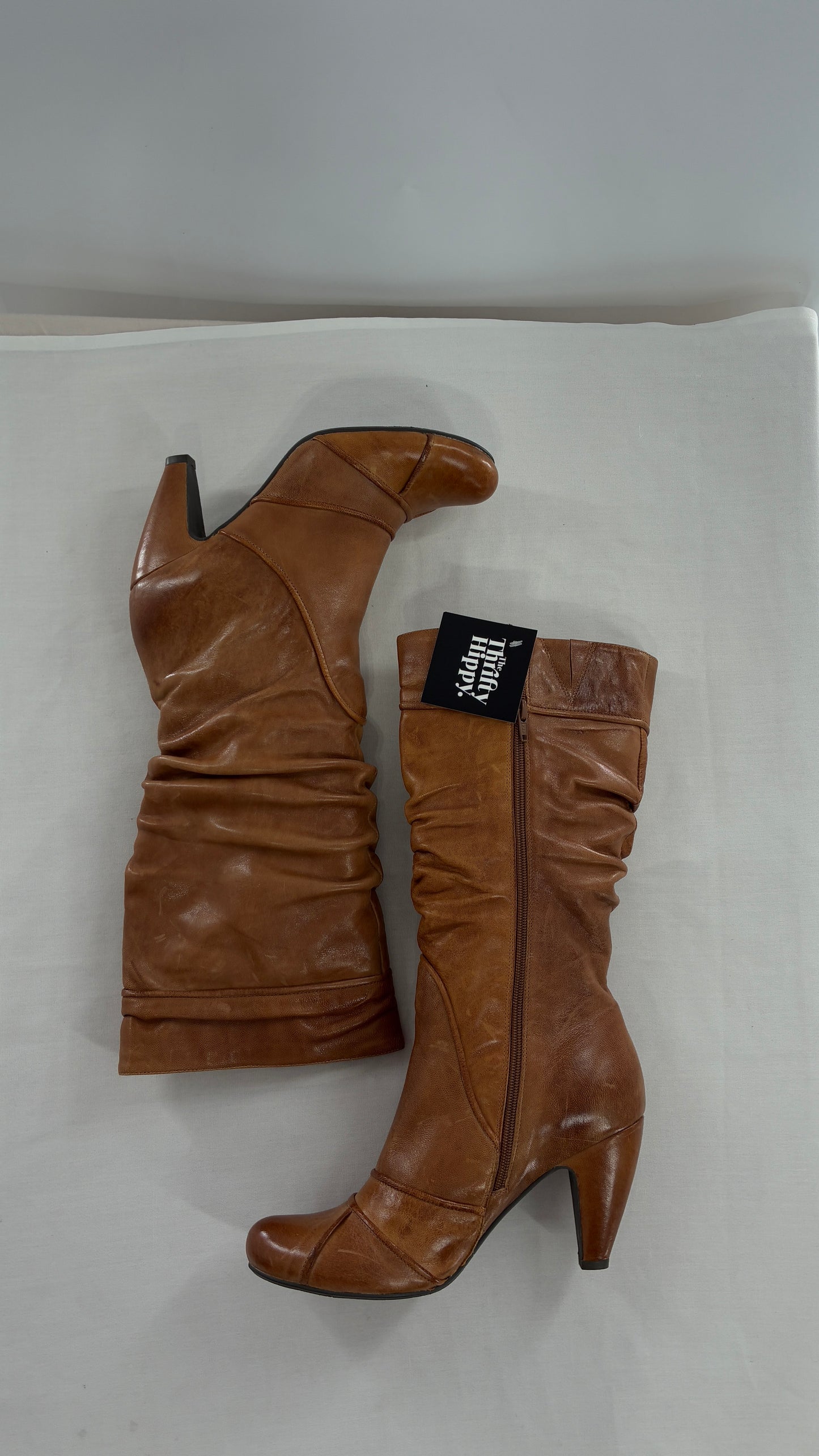 MIZ MOOZ Brown Leather Stacked Round Toe Boot (10)