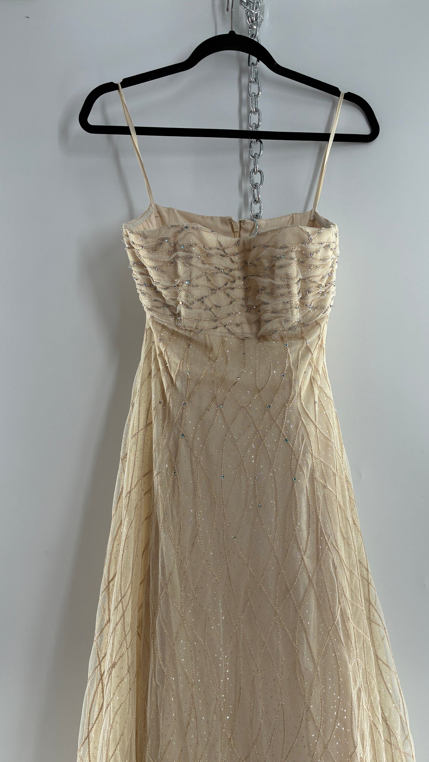 Vintage Victor Costa for Neiman Marcus Strapless Ruched/Pleated Bust Mermaid Gown Covered in Braided Threads and Embroidered Beads (6)