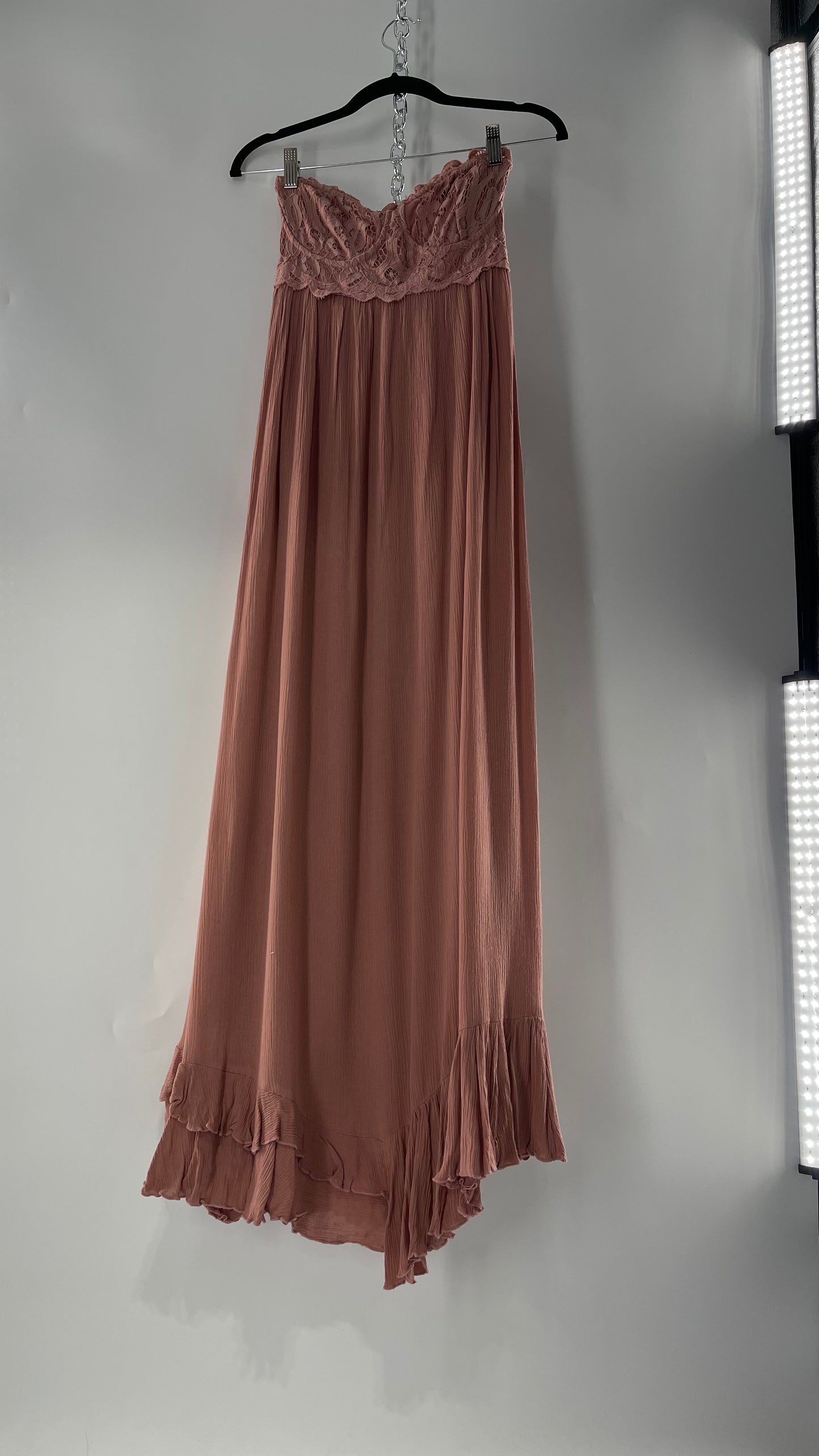 Free People Adella Mauve/Dusty Pink Full Length Maxi Dress (Small)