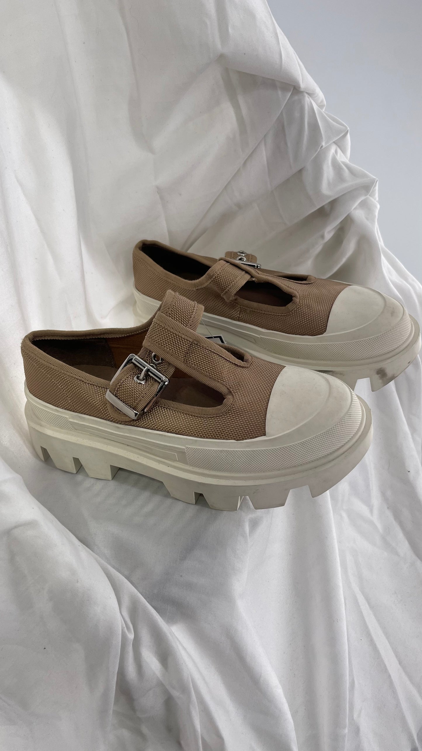 Jeffrey Campbell Marley Tan Canvas Mary Janes (6)