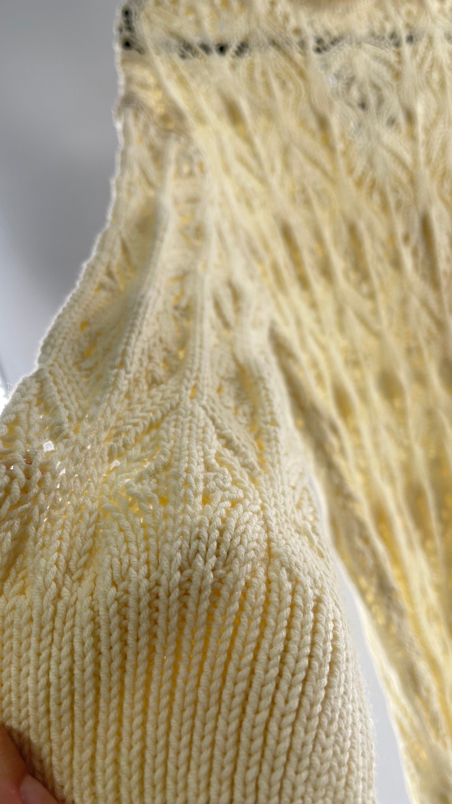 Free People Baby Yellow Comfy n Cozy Open Stitch Knit Sweater Dress (XS)