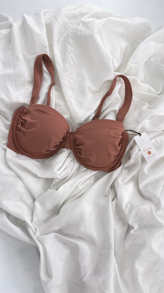 Shade & Shore Brown Underwire Swim Top with Tags Attached (34D)