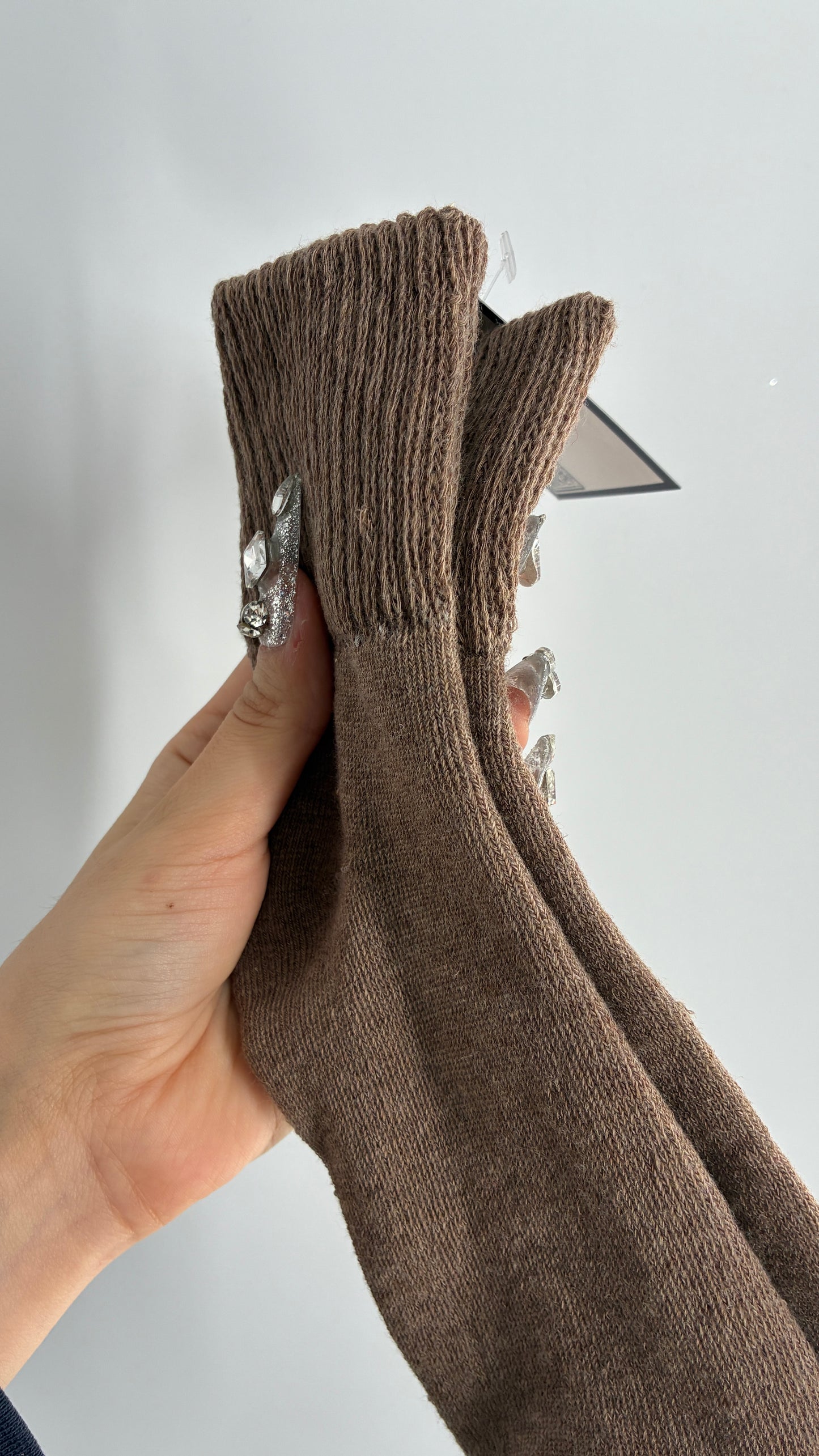 NWOT Thick Knit Taupe Crew Sock