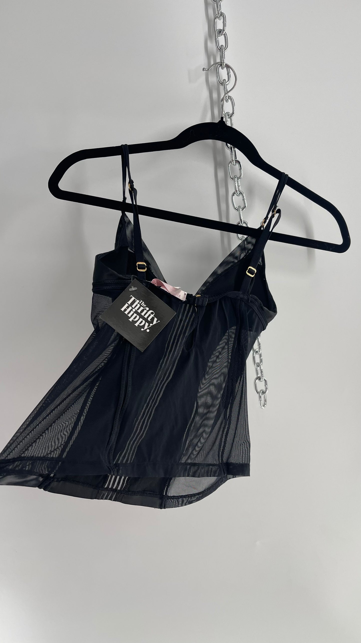 Victoria’s Secret Black Sheer Paneled Bustier Tank (Small)