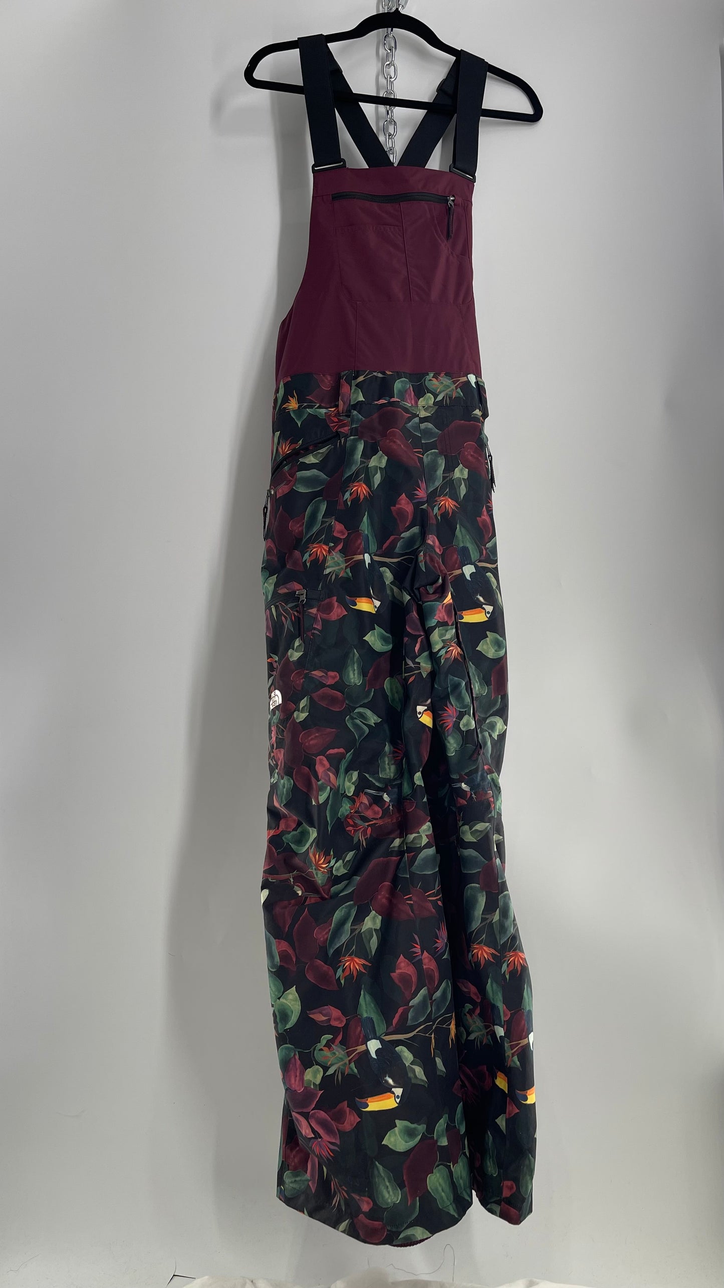 The North Face Tropical Patterned Burgundy Snowboard/Ski/Snowsuit (XL)