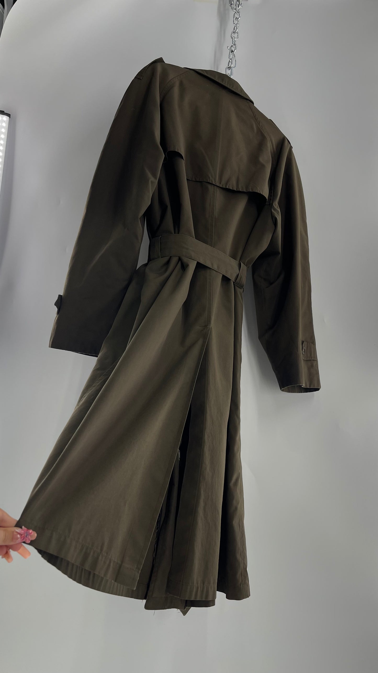 Vintage Christian Dior Olive Green Trench Coat (42L)