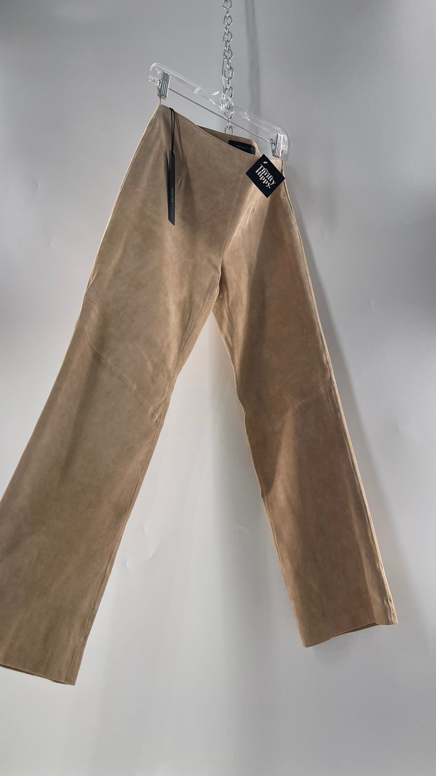 Deadstock Vintage Slouchy SienaStudio Oatmeal Tan Suede Pants (8)