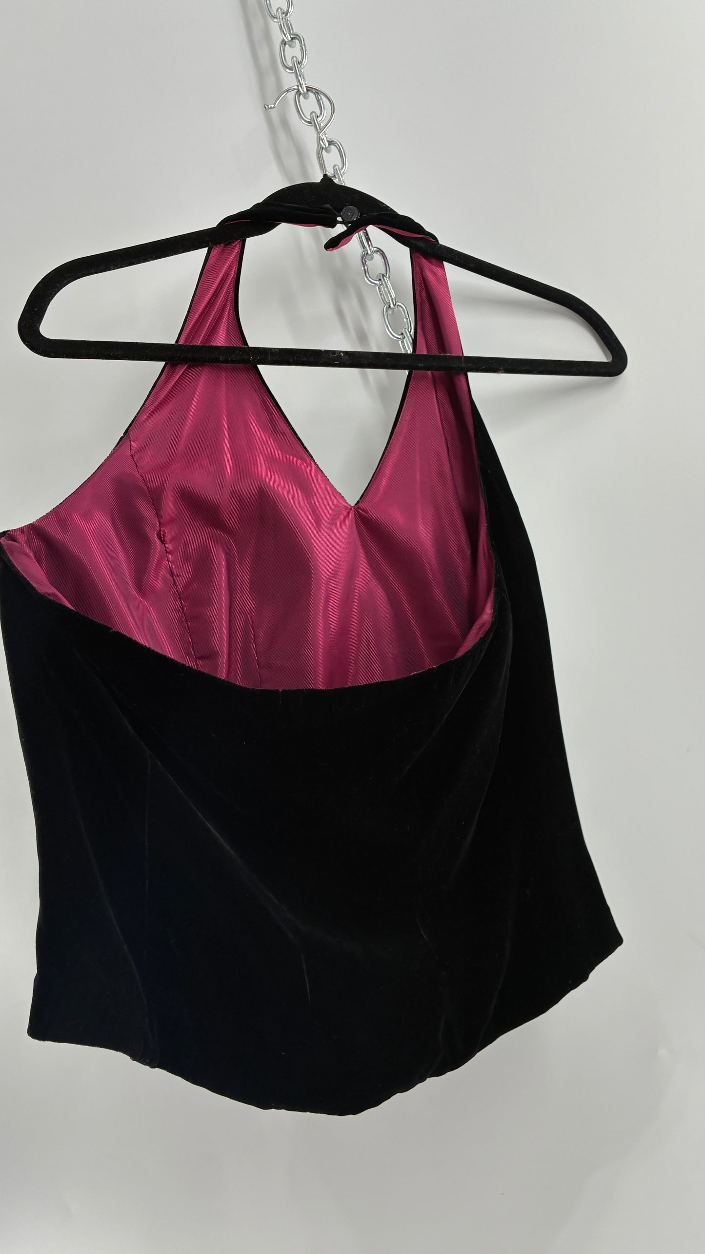 ANN TAYLOR Petite Black Velvet Low Back Tailored Cropped Halter (8P)