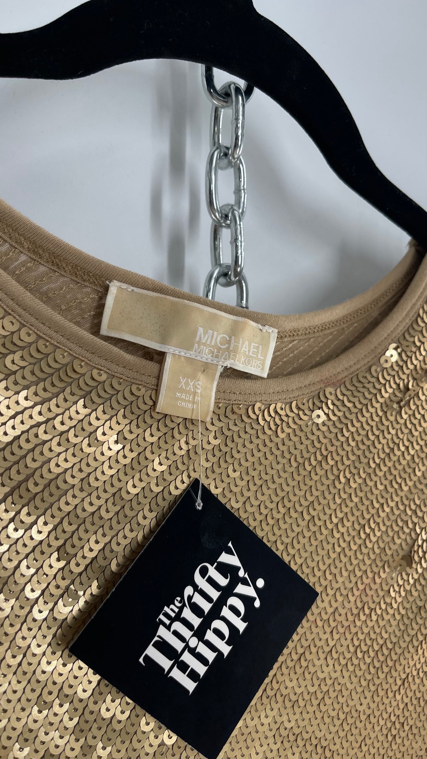 Michael Kors Sequin Party Gold Midi Dress (XXS)