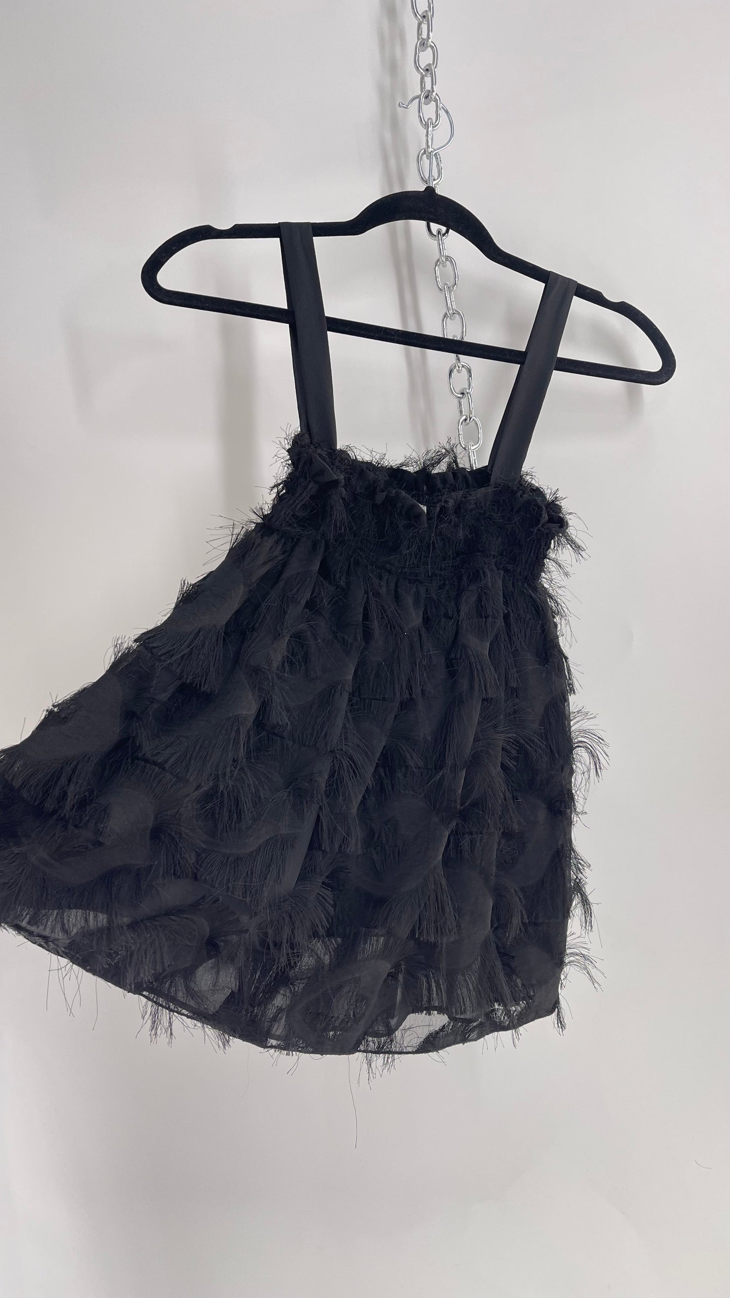 WAVERLY GREY Anthropologie Black Feathered, Textured Tank (Small)