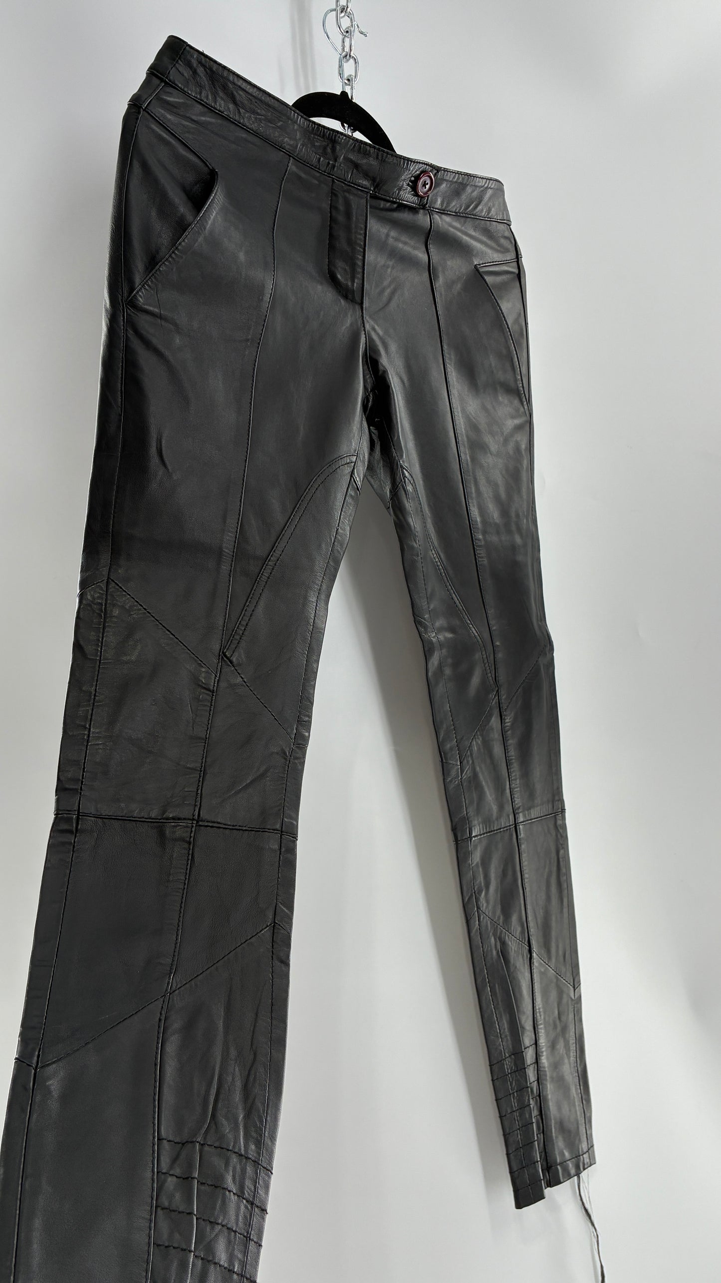 ASOS Low Rise Genuine Leather Patchwork Style Motorcycle Pants (6)