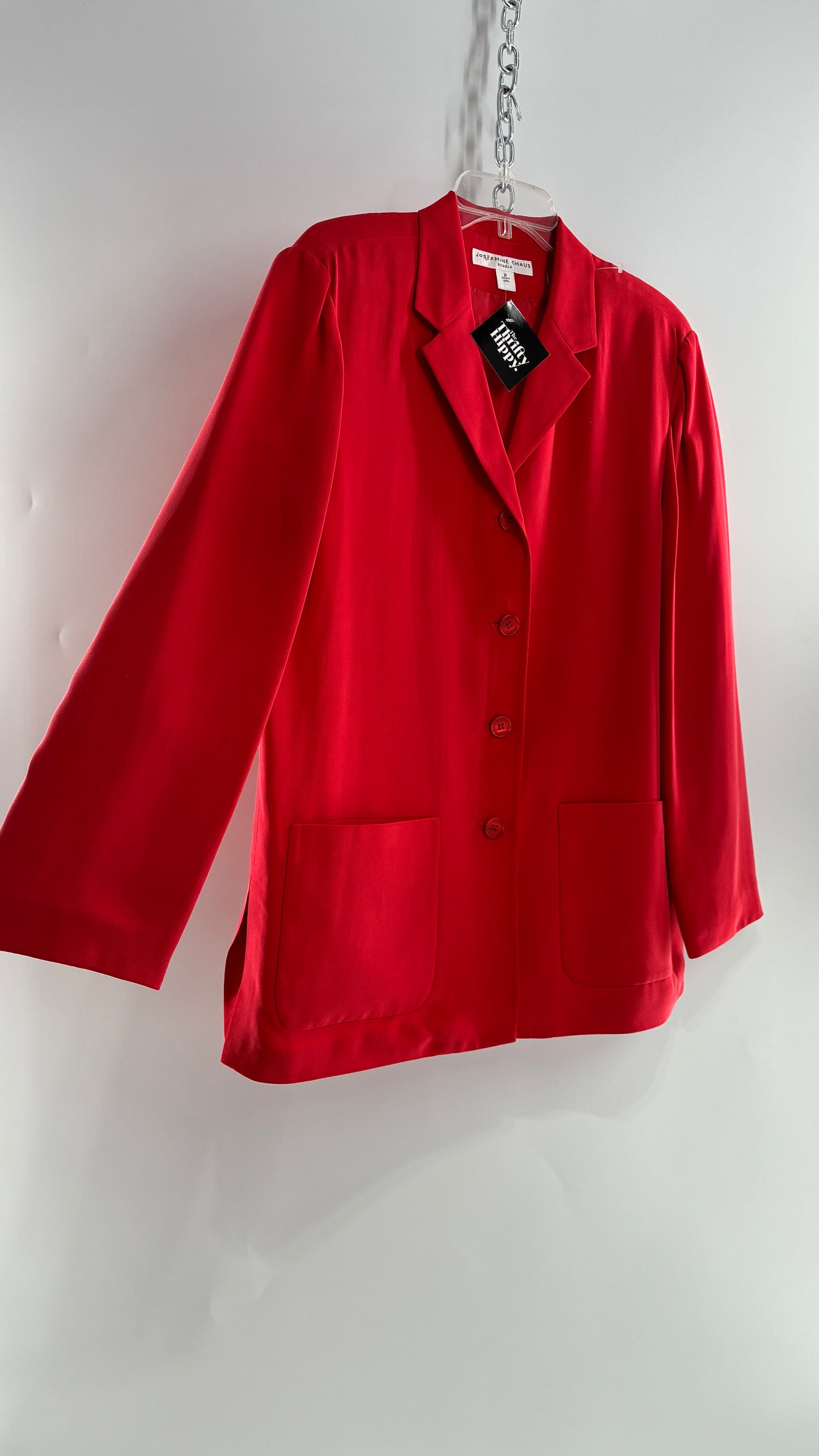 Vintage Josephine Chaus Cayenne 100% Silk Power Blazer and Wide Leg Trouser Set (12)